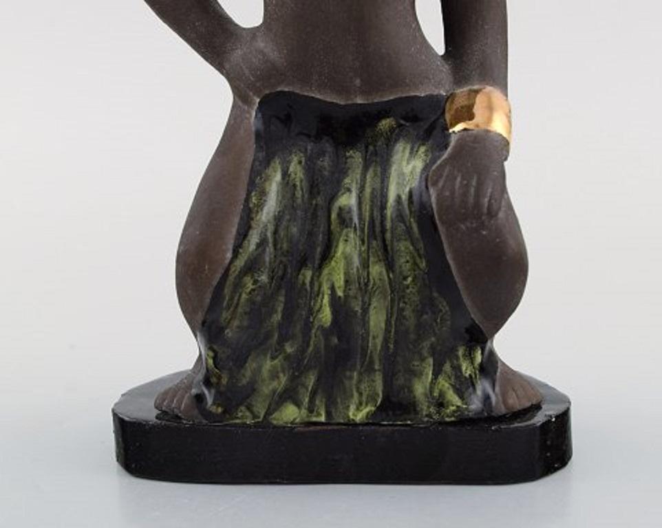 Modern Bengt Wall, Sweden, Balinese Girl in Raw and Glazed Ceramics, 1950s For Sale