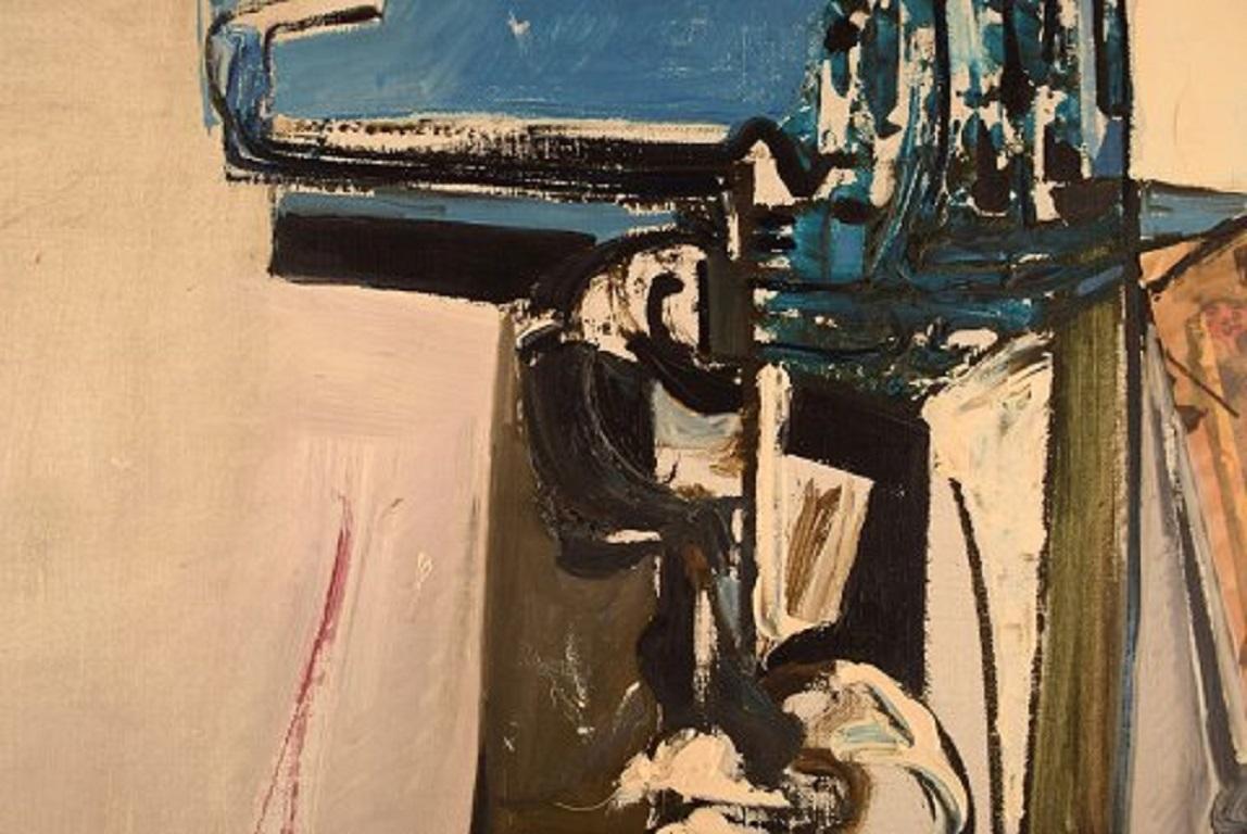 Bengt Winberg:: artiste suédois:: huile et collage sur toile:: 1965 Bon état - En vente à Copenhagen, DK