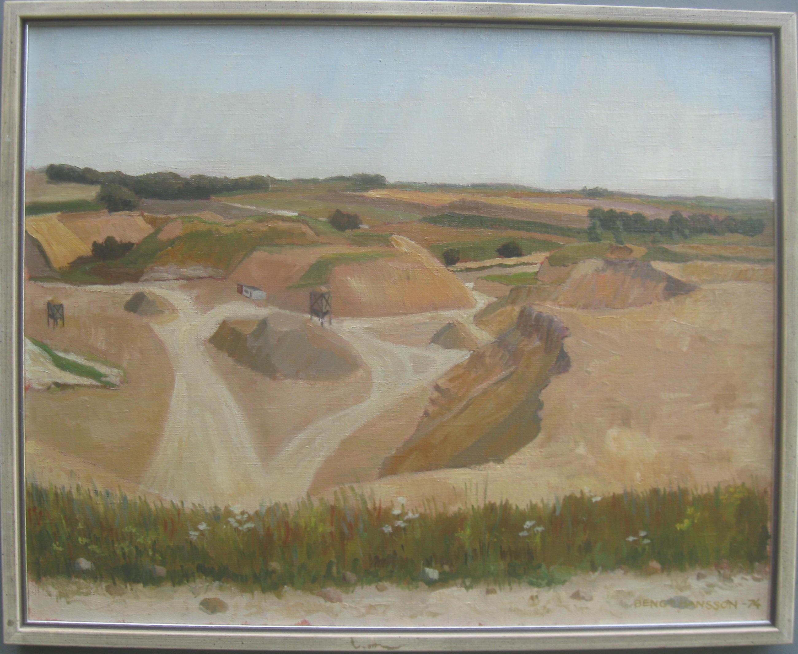 Bengy Hansson Landscape Painting - 'Landscape with Quarry' oil on canvas circa 1974
