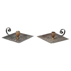 Benham and Froud London. A pair of Arts and Crafts copper night candle holders