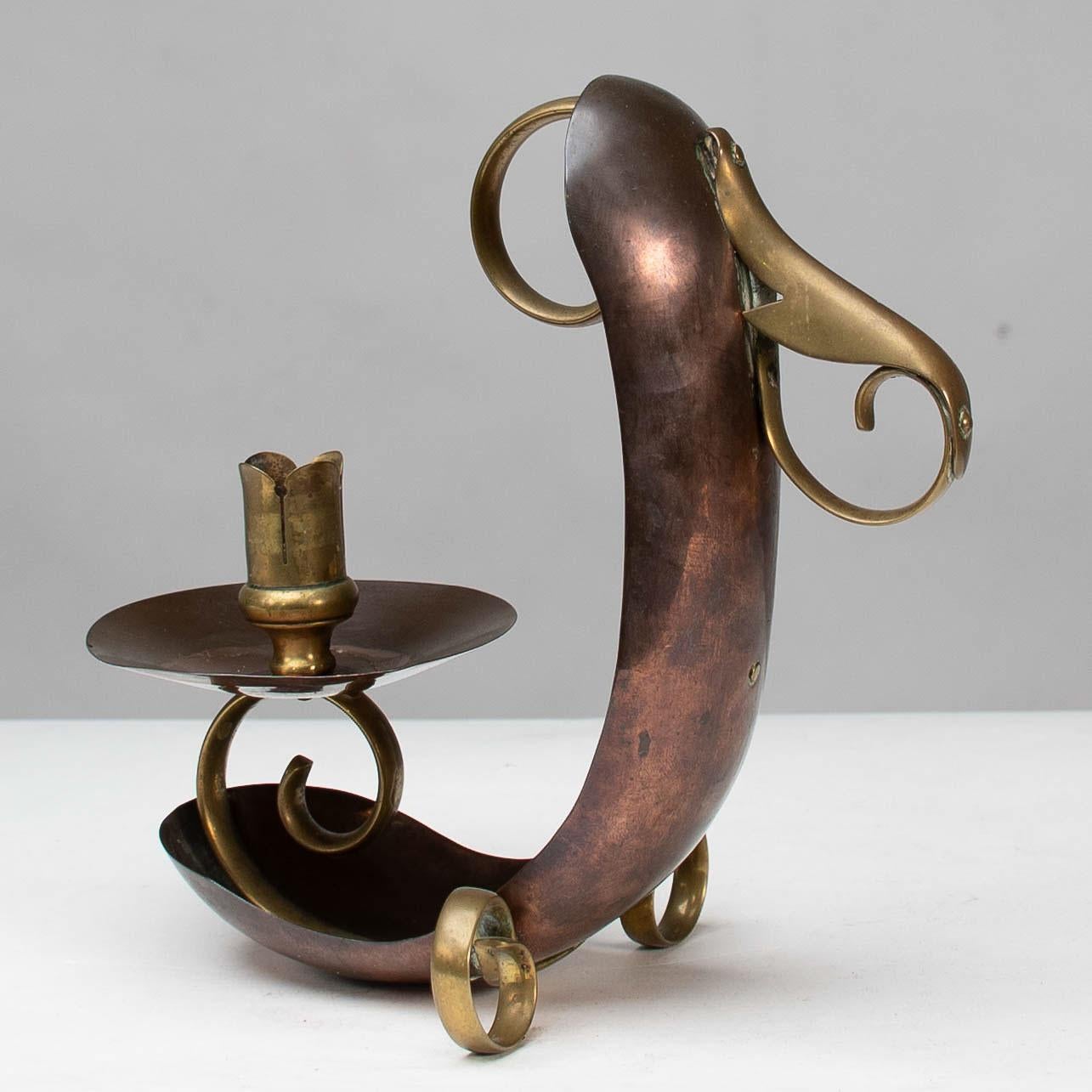 Benham & Froud English Arts & Crafts copper & brass night light or candle holder For Sale 10