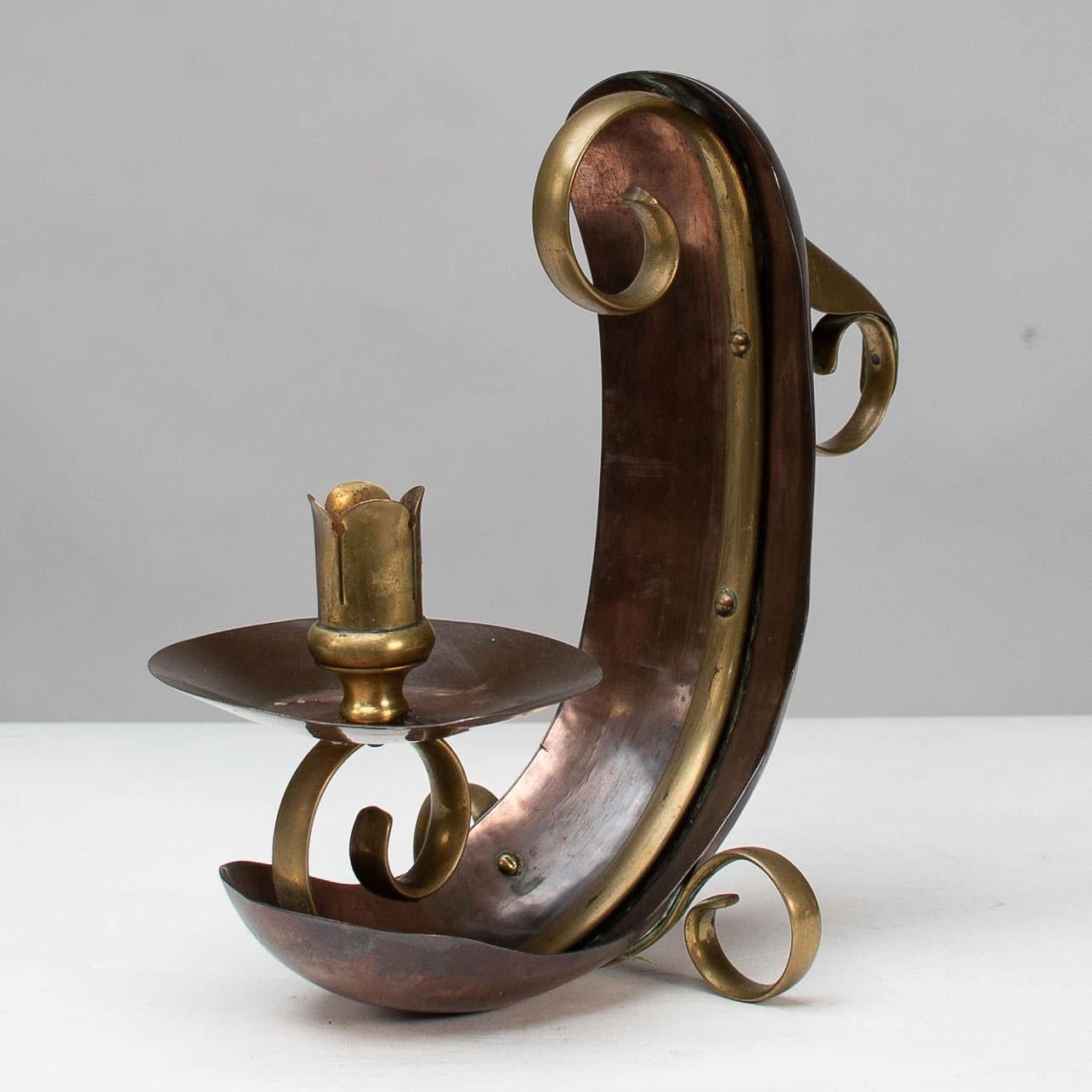 Arts and Crafts Benham & Froud English Arts & Crafts copper & brass night light or candle holder For Sale