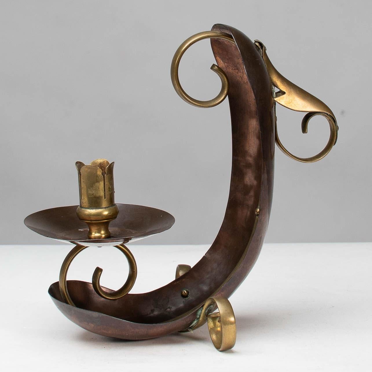 Benham & Froud English Arts & Crafts copper & brass night light or candle holder In Good Condition For Sale In London, GB
