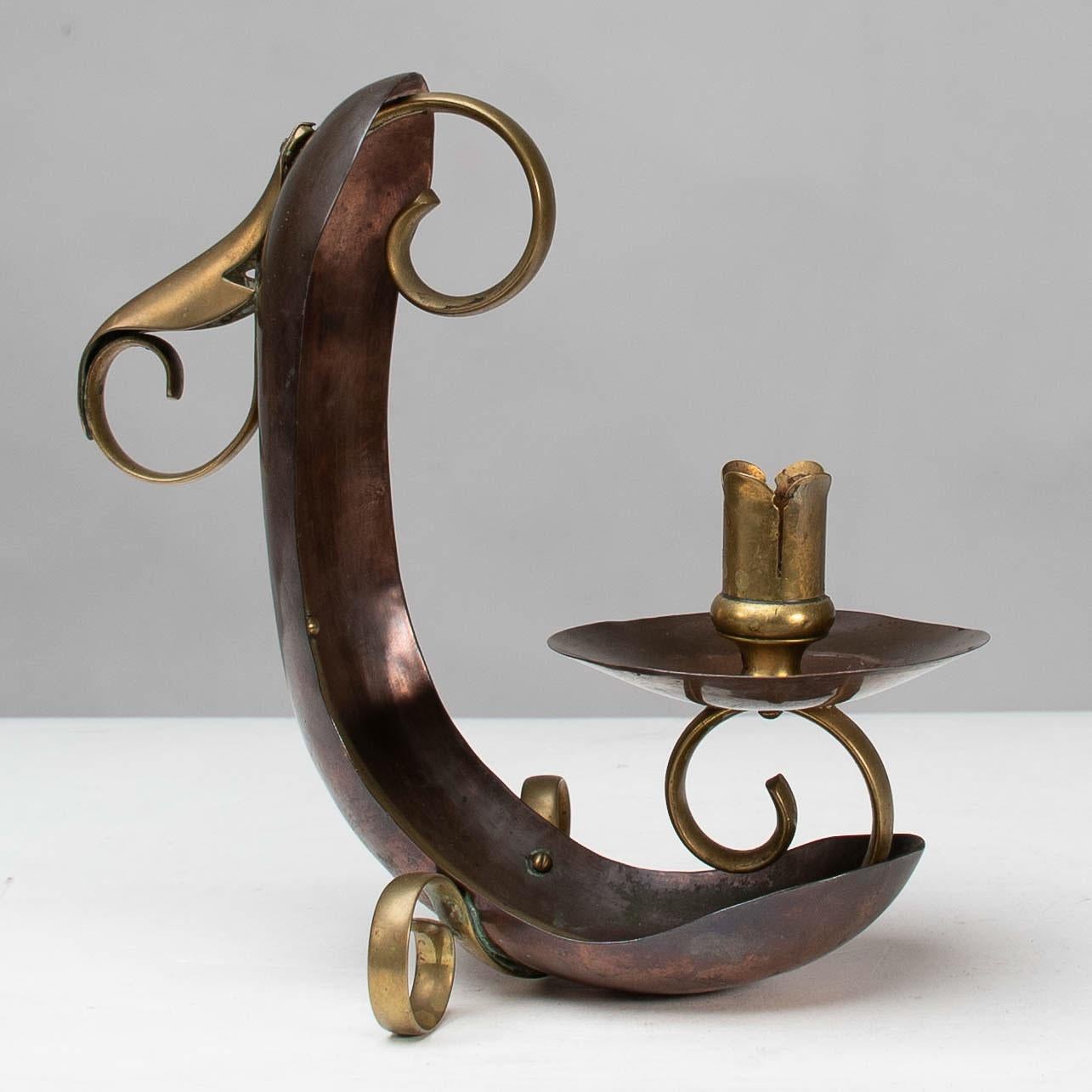 Benham & Froud English Arts & Crafts Copper & Brass Night Light or Candle Holder In Good Condition For Sale In London, GB