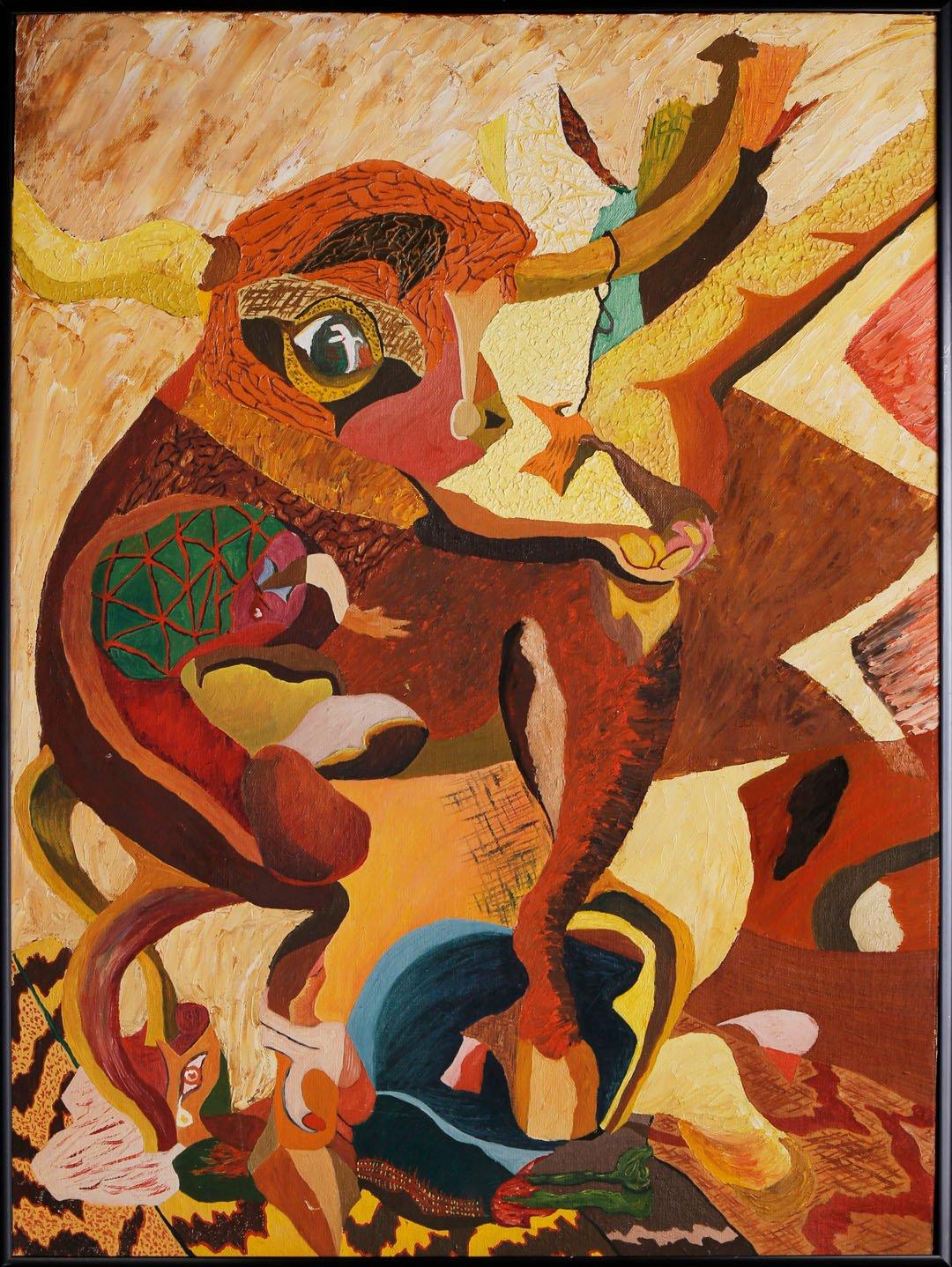 A.I.C. peinture figurative abstraite de l'école de Cleveland Artiste afro-américain du 20e C. - Painting de Beni E. Kosh