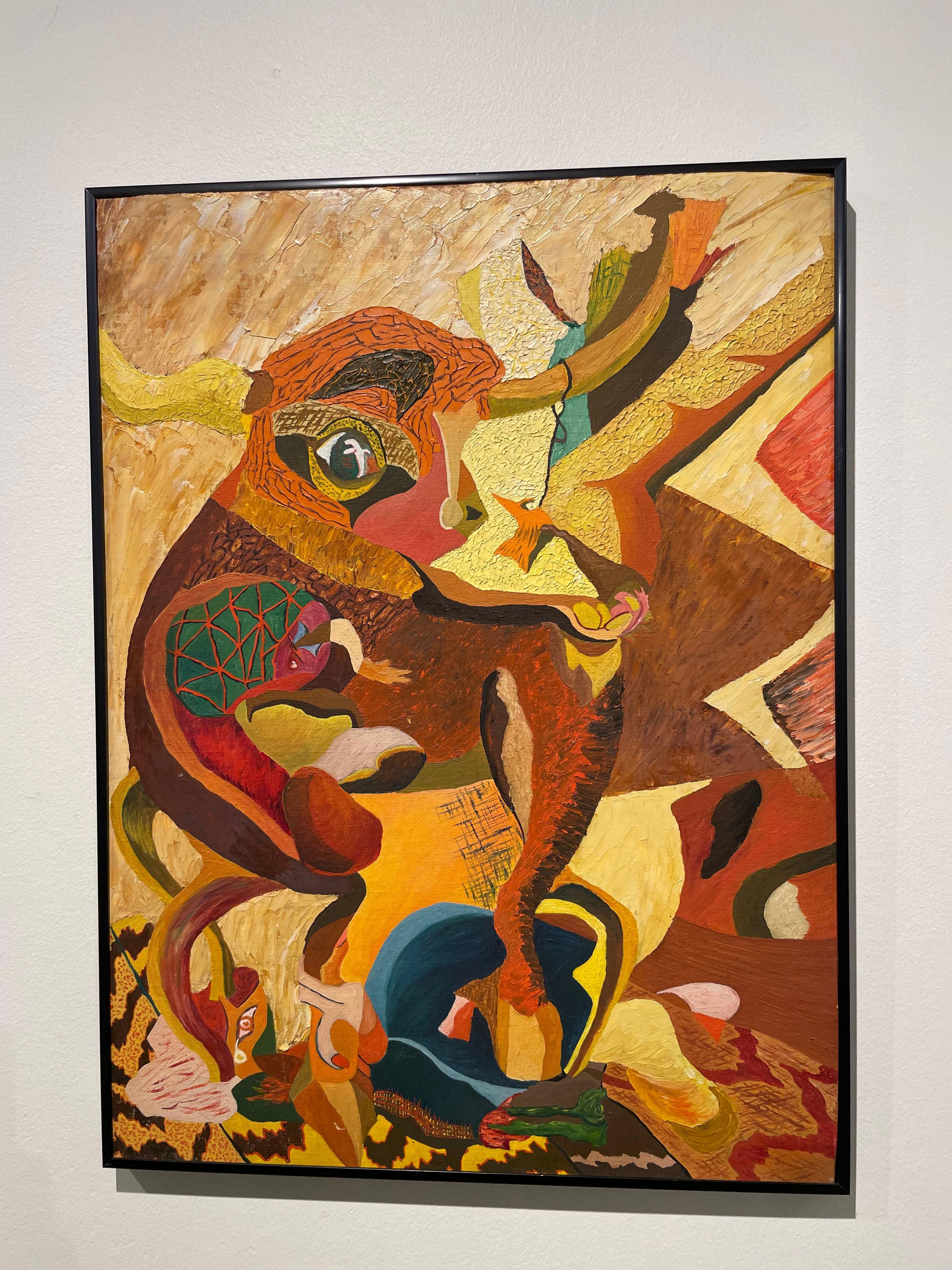 Beni E. Kosh/Charles Elmer Harris (Amerikaner, 1917-1993)
Unbenannt
Öl auf Leinwand, Karton
Nachlass gestempelt #611 verso
24 x 18 Zoll 

Charles Elmer Harris wurde 1917 in Cleveland, Ohio, geboren. In den 1960er Jahren änderte er seinen Namen legal