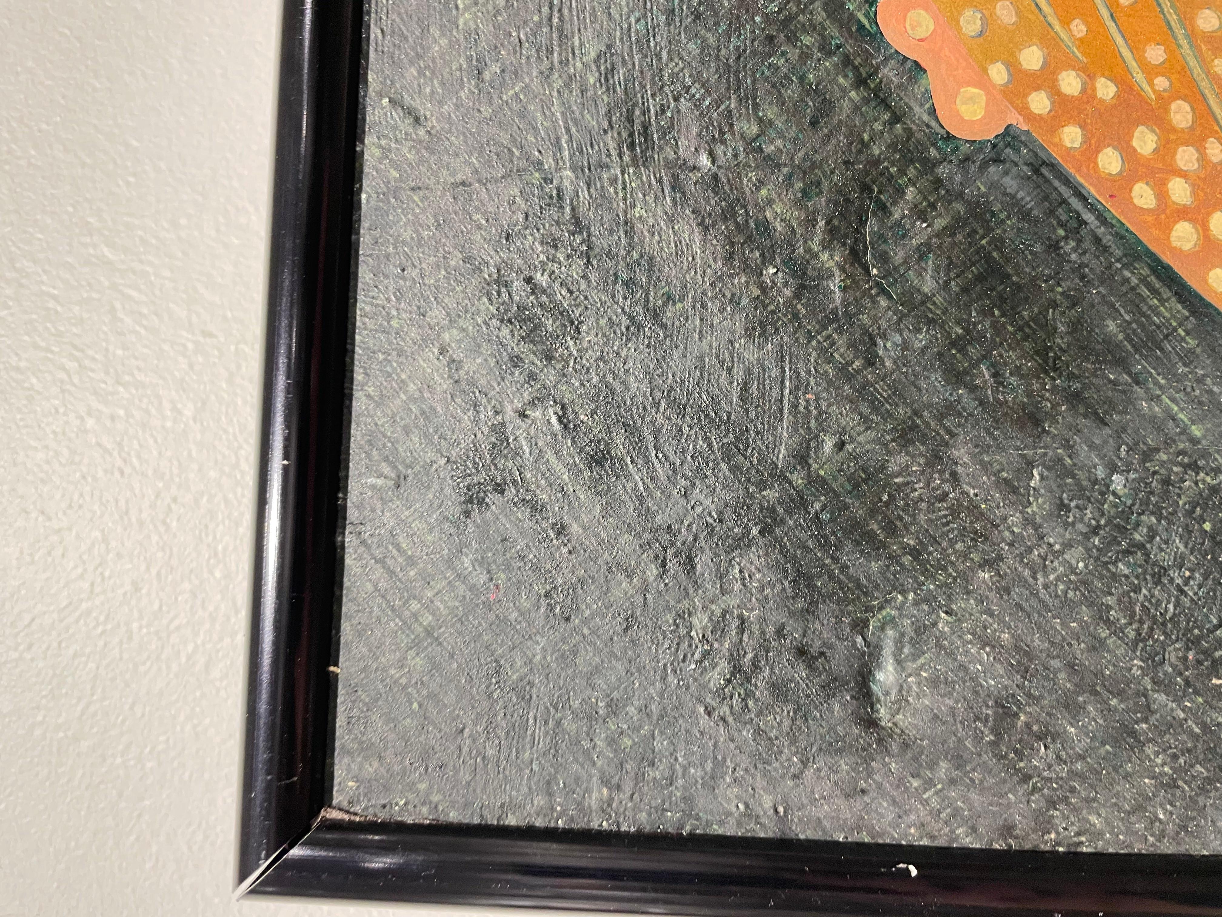 Méditation sur la sculpture africaine, peinture abstraite figurative du milieu du siècle dernier en vente 5