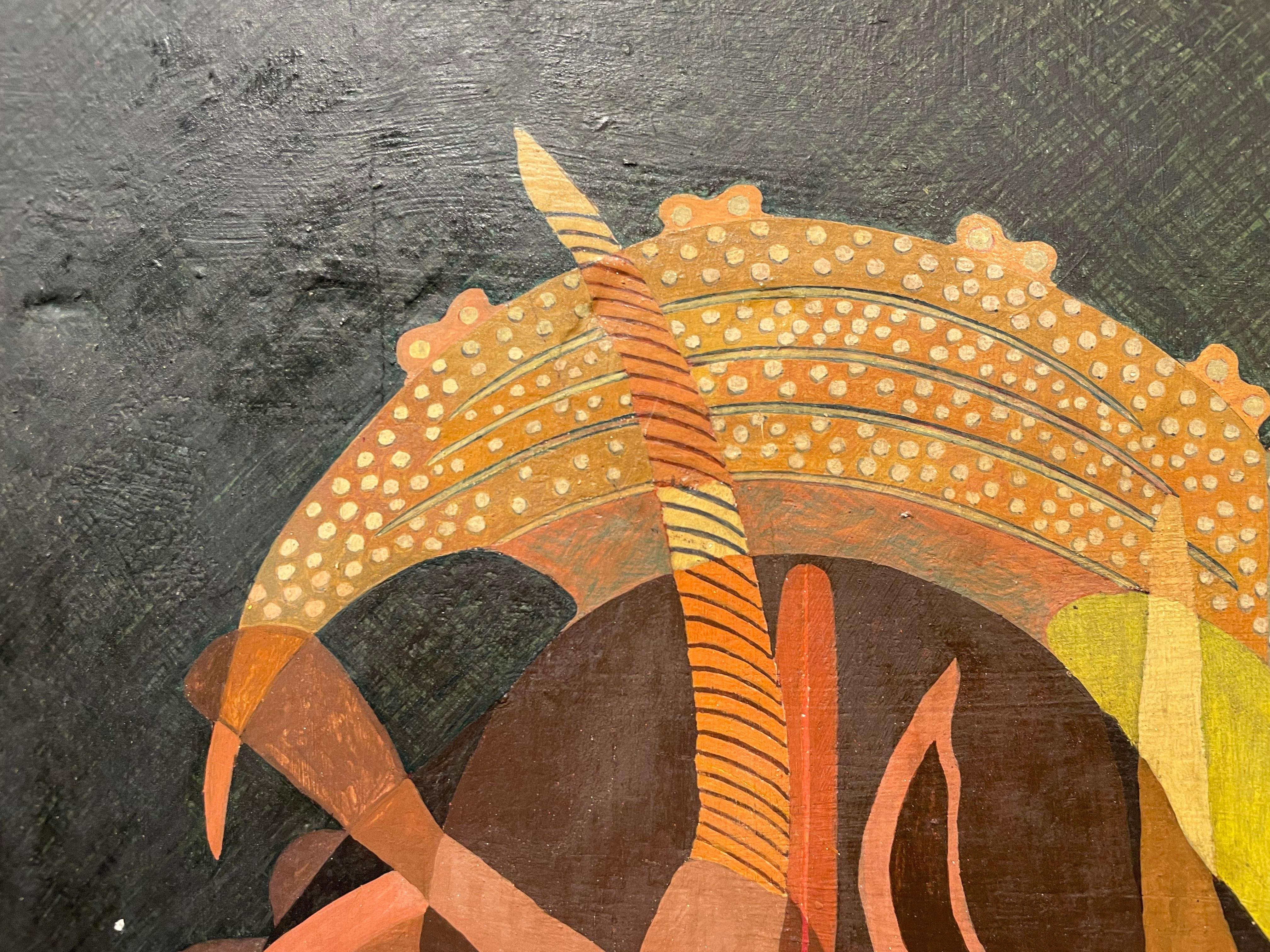 Méditation sur la sculpture africaine, peinture abstraite figurative du milieu du siècle dernier en vente 6