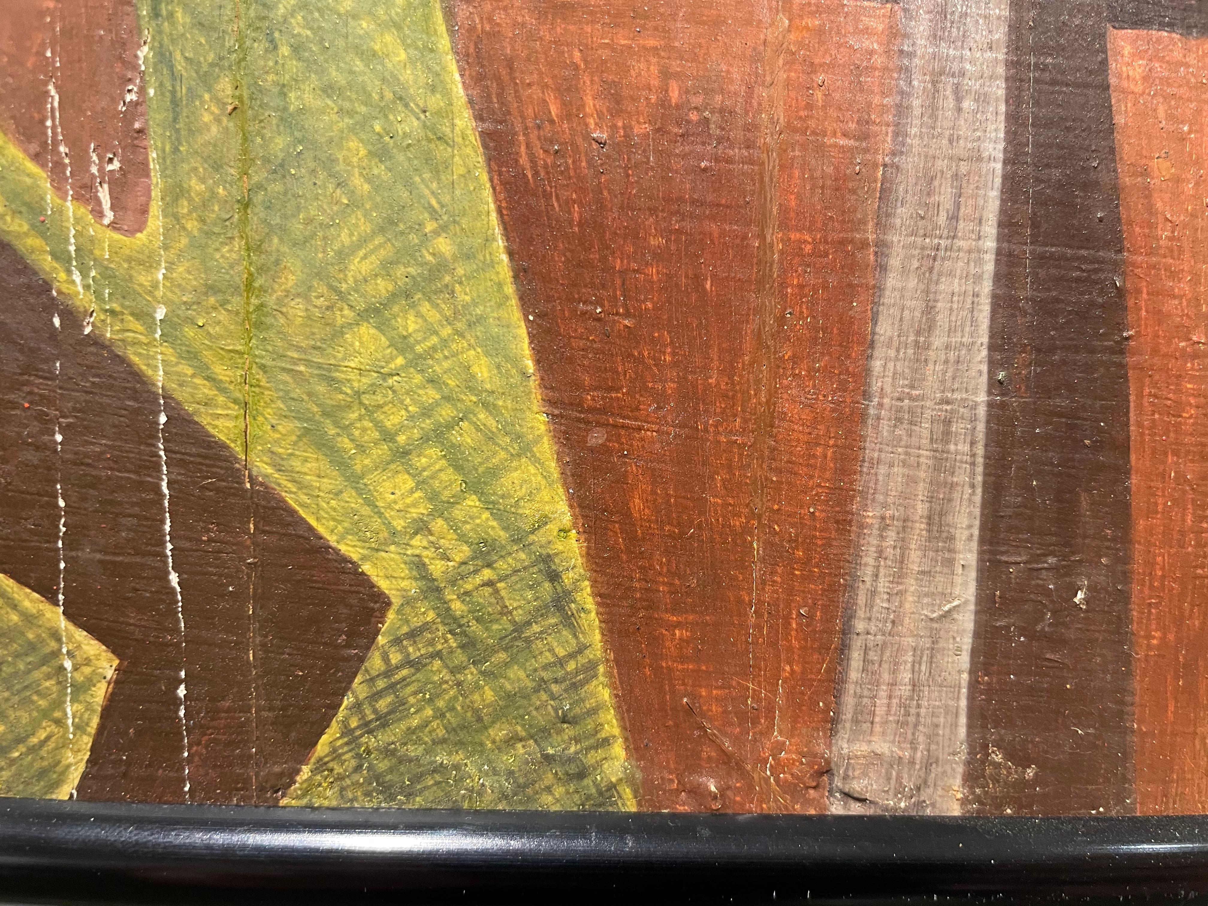 Méditation sur la sculpture africaine, peinture abstraite figurative du milieu du siècle dernier en vente 8