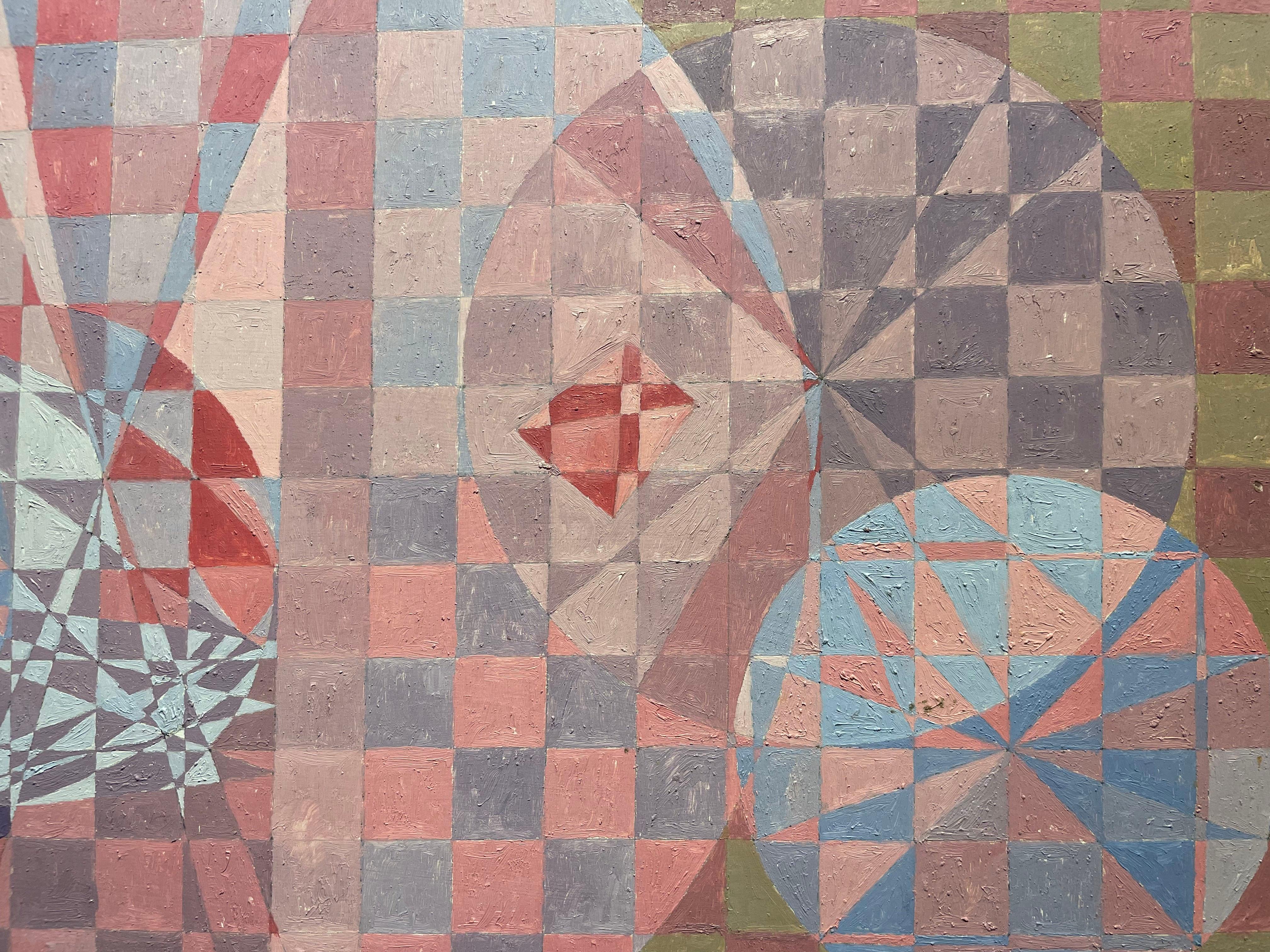 Geometrische Abstraktion in Rosa und Lila, afroamerikanischer Künstler der Cleveland-Schule im Angebot 6