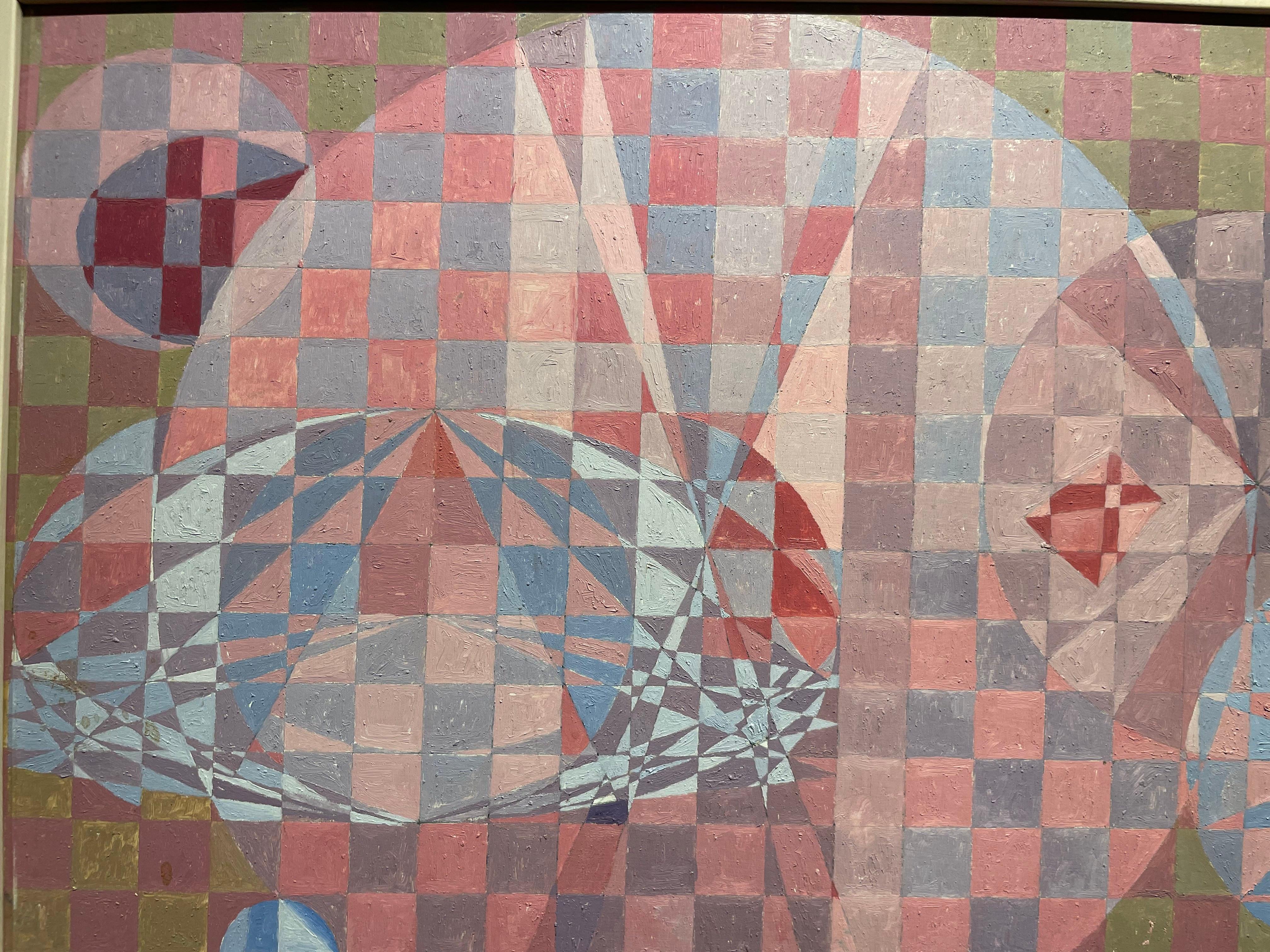 Geometrische Abstraktion in Rosa und Lila, afroamerikanischer Künstler der Cleveland-Schule im Angebot 7