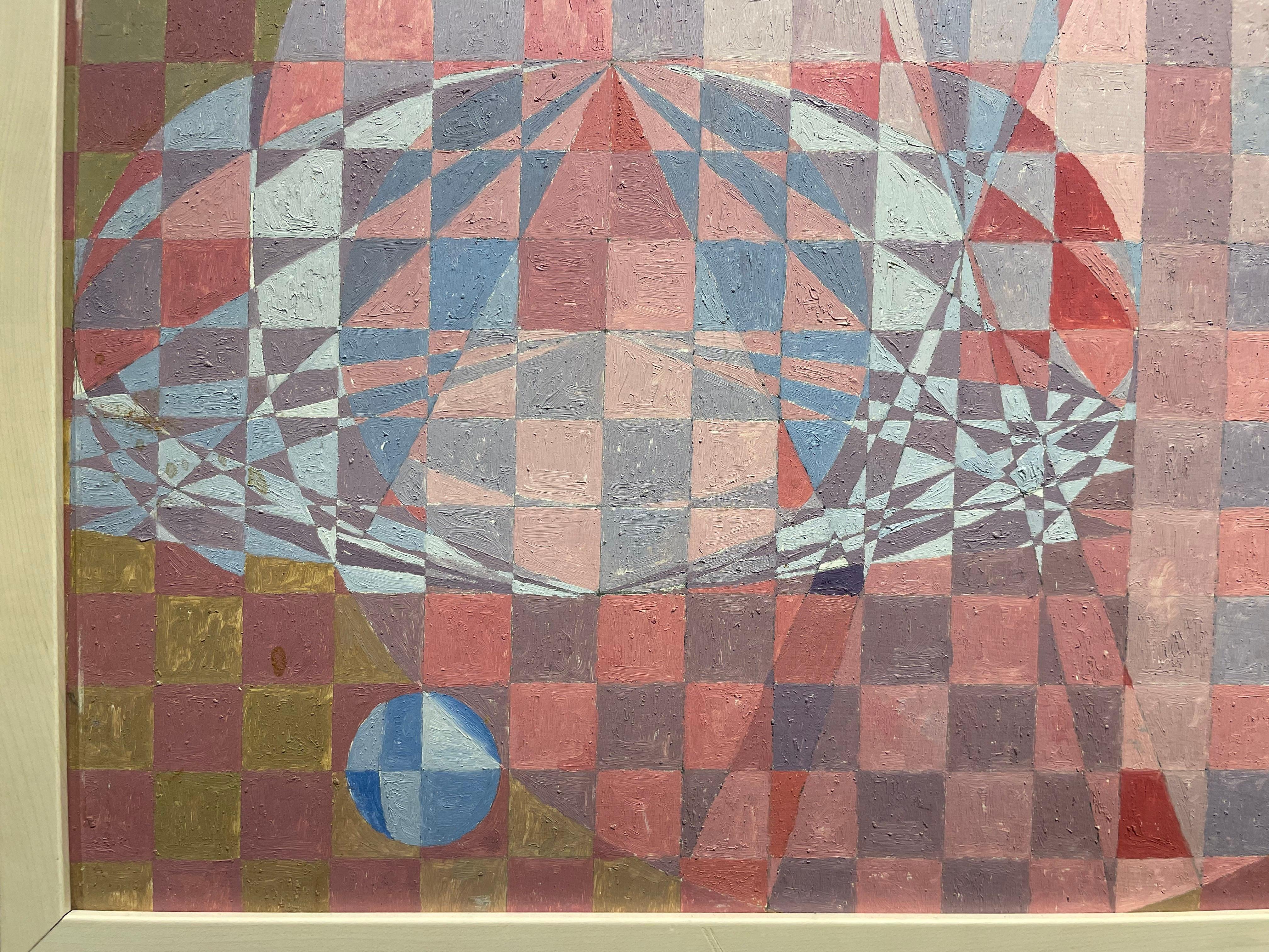 Geometrische Abstraktion in Rosa und Lila, afroamerikanischer Künstler der Cleveland-Schule im Angebot 8