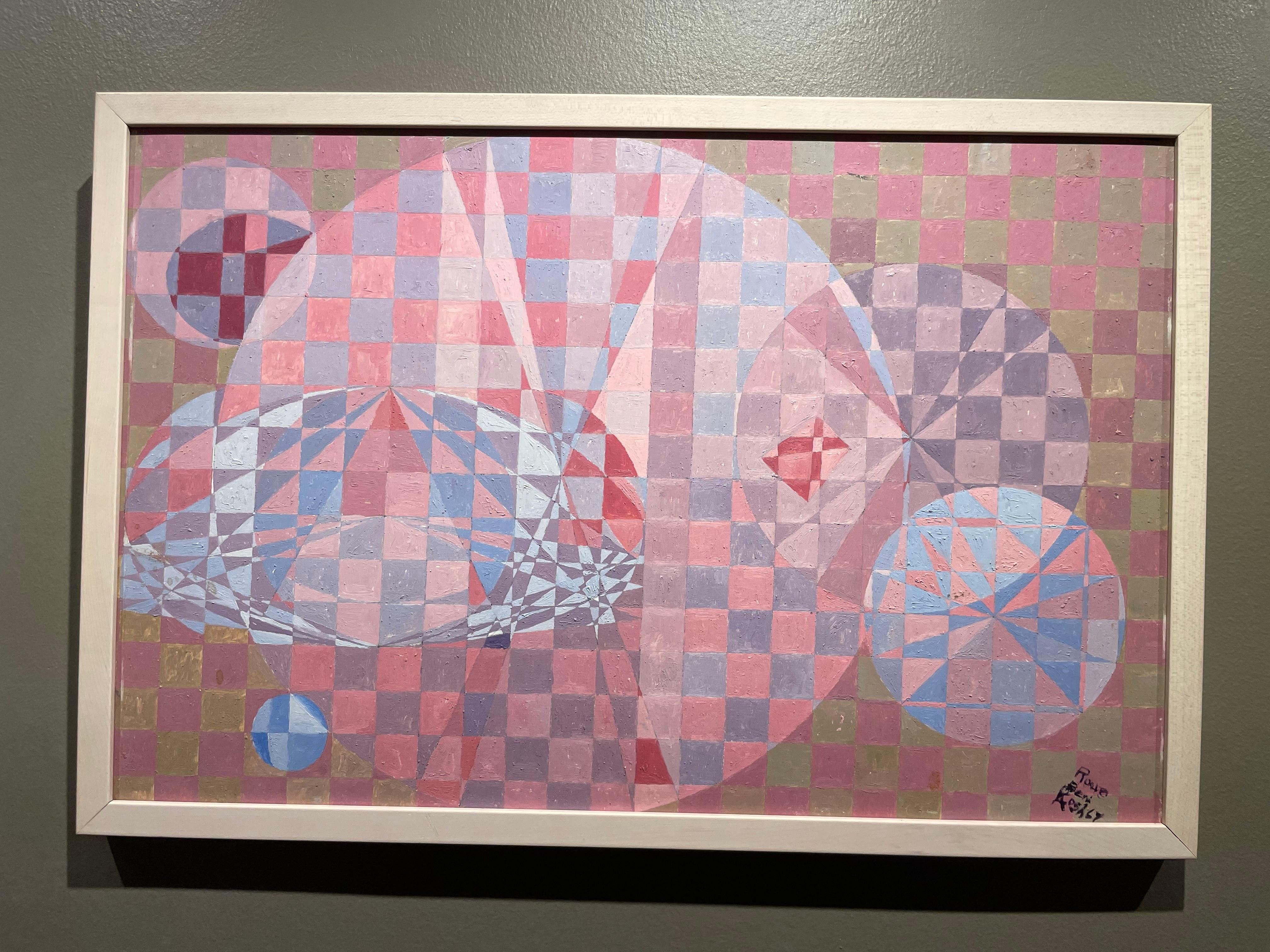 Geometrische Abstraktion in Rosa und Lila, afroamerikanischer Künstler der Cleveland-Schule im Angebot 3