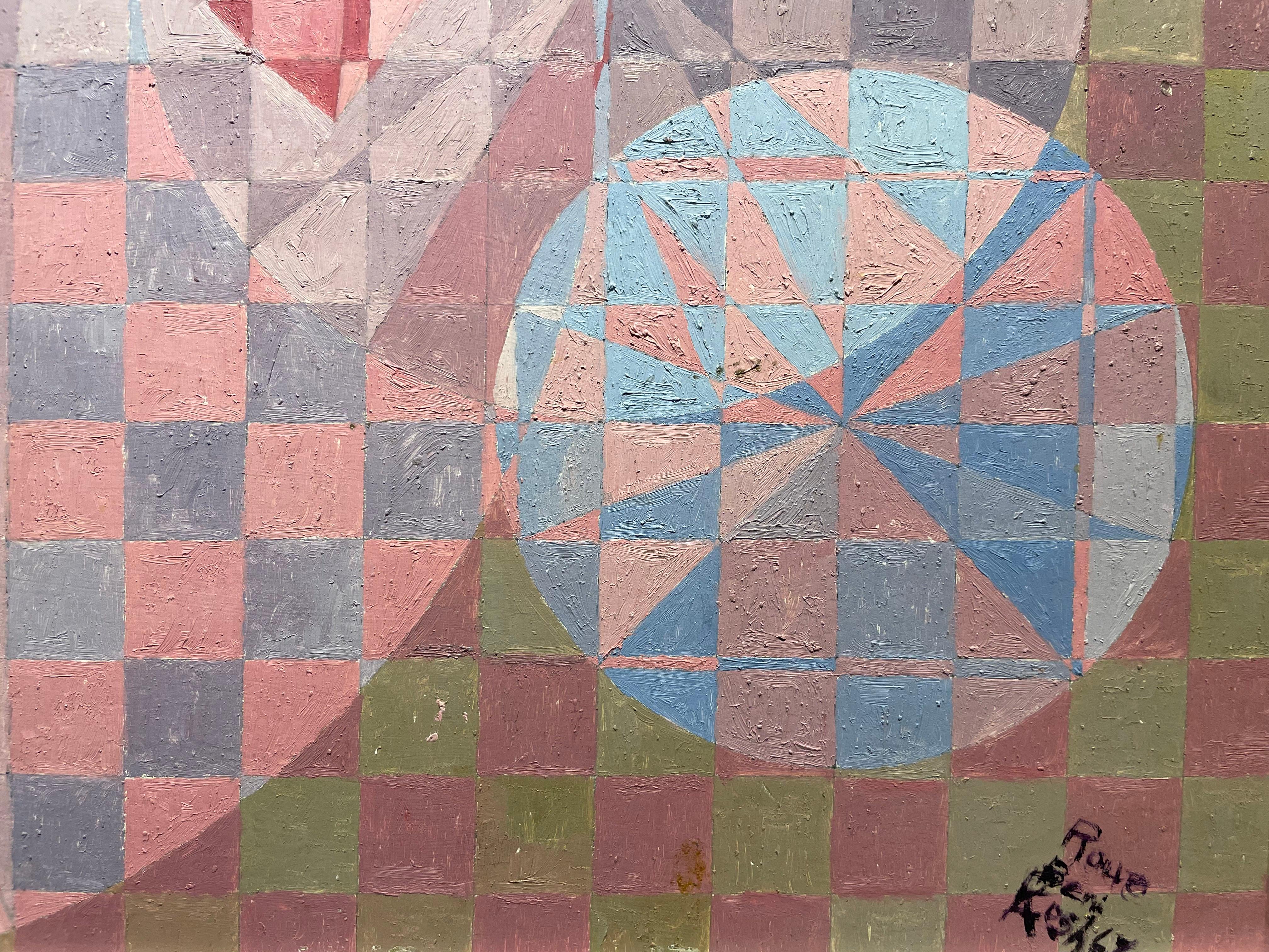 Geometrische Abstraktion in Rosa und Lila, afroamerikanischer Künstler der Cleveland-Schule im Angebot 4