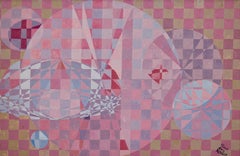 Pink & Purple Geometric Abstraction, Cleveland School African American Artist