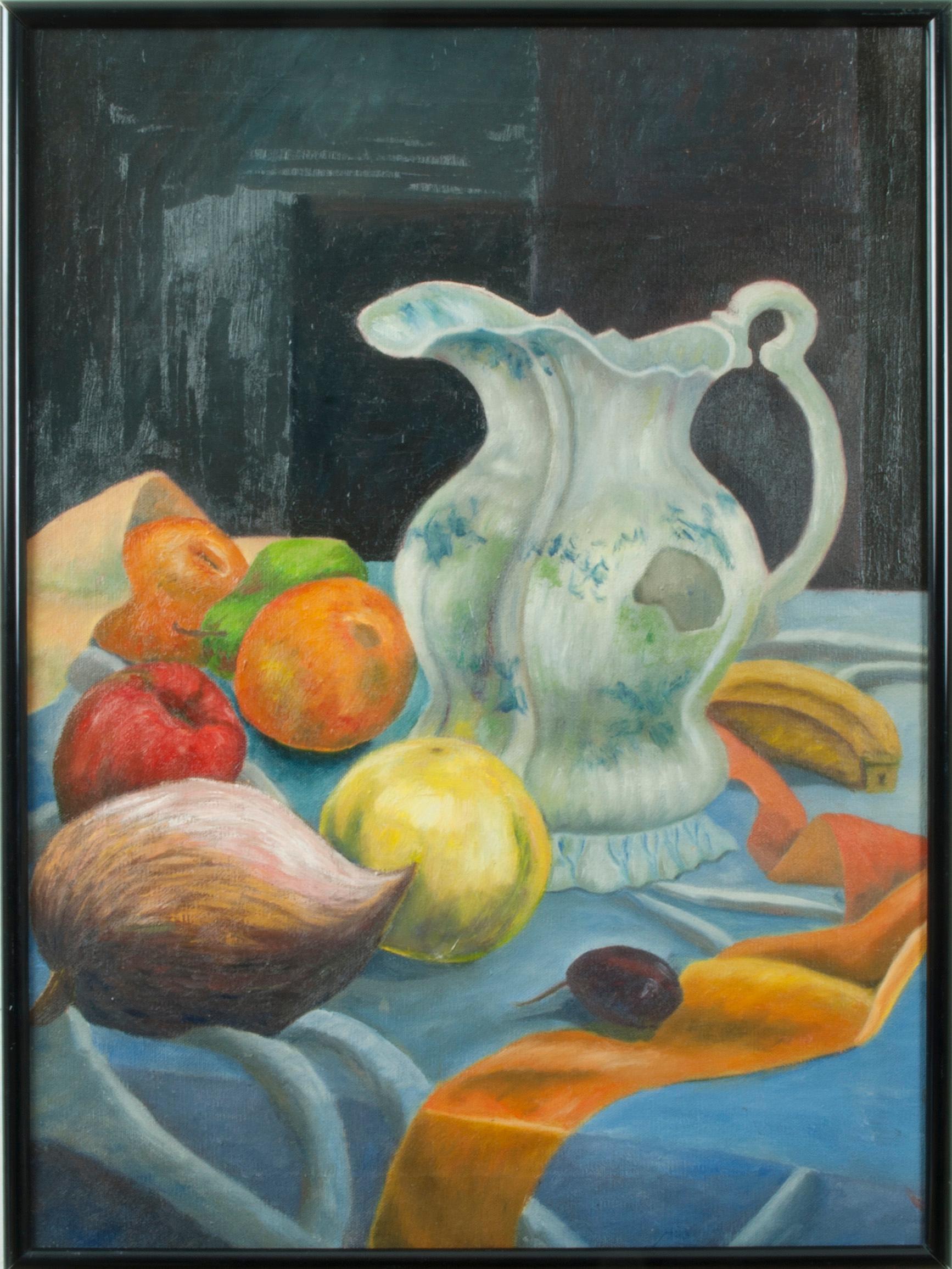 Still-Life Painting Beni E. Kosh - Nature morte avec fruits et un pichet