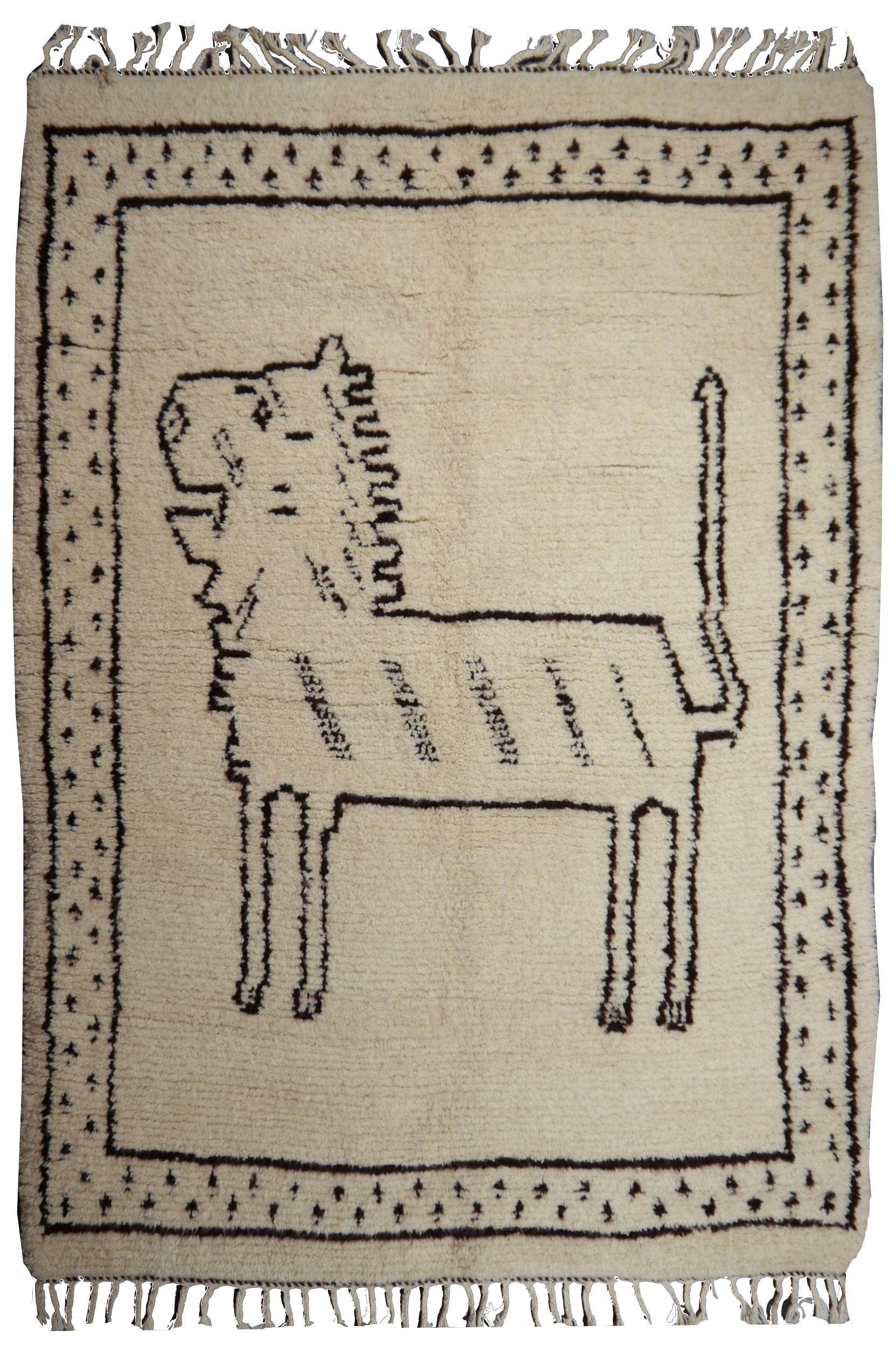 Beni Ourain Berber-Löwenteppich aus nordafrikanischer marokkanischer handgeknüpfter Wolle im Angebot 3