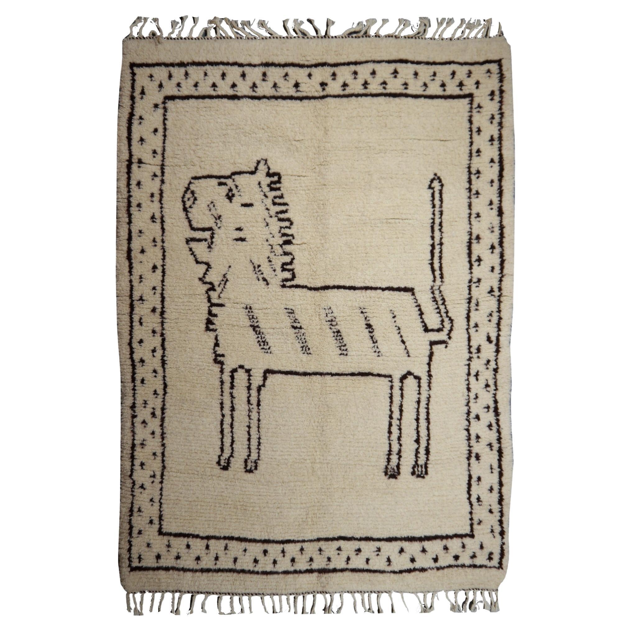 Beni Ourain Berber-Löwenteppich aus nordafrikanischer marokkanischer handgeknüpfter Wolle im Angebot