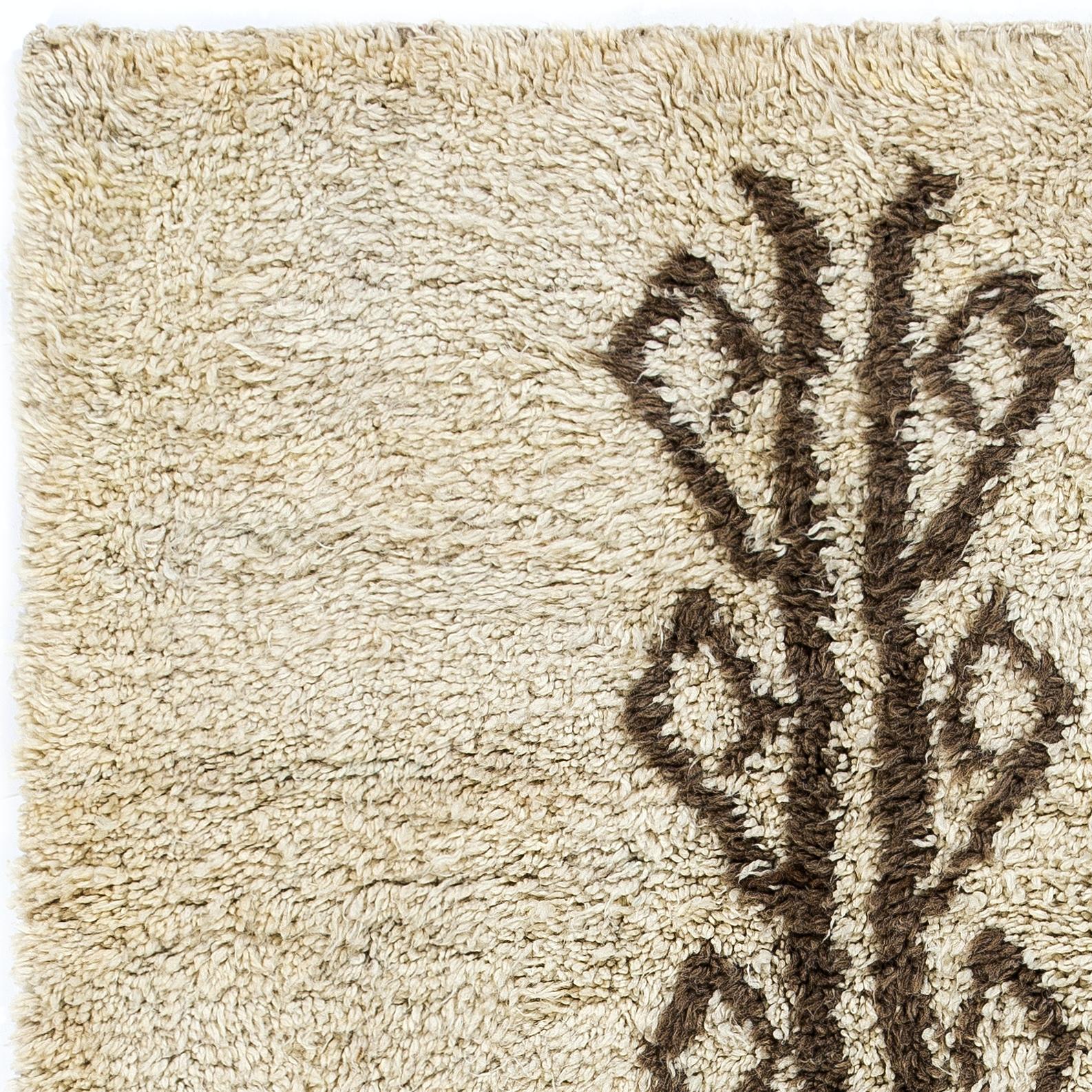 Turkish Beni Ourain Design Tulu Rug, 100% Natural Wool. Hand-knotted Moroccan Carpet For Sale