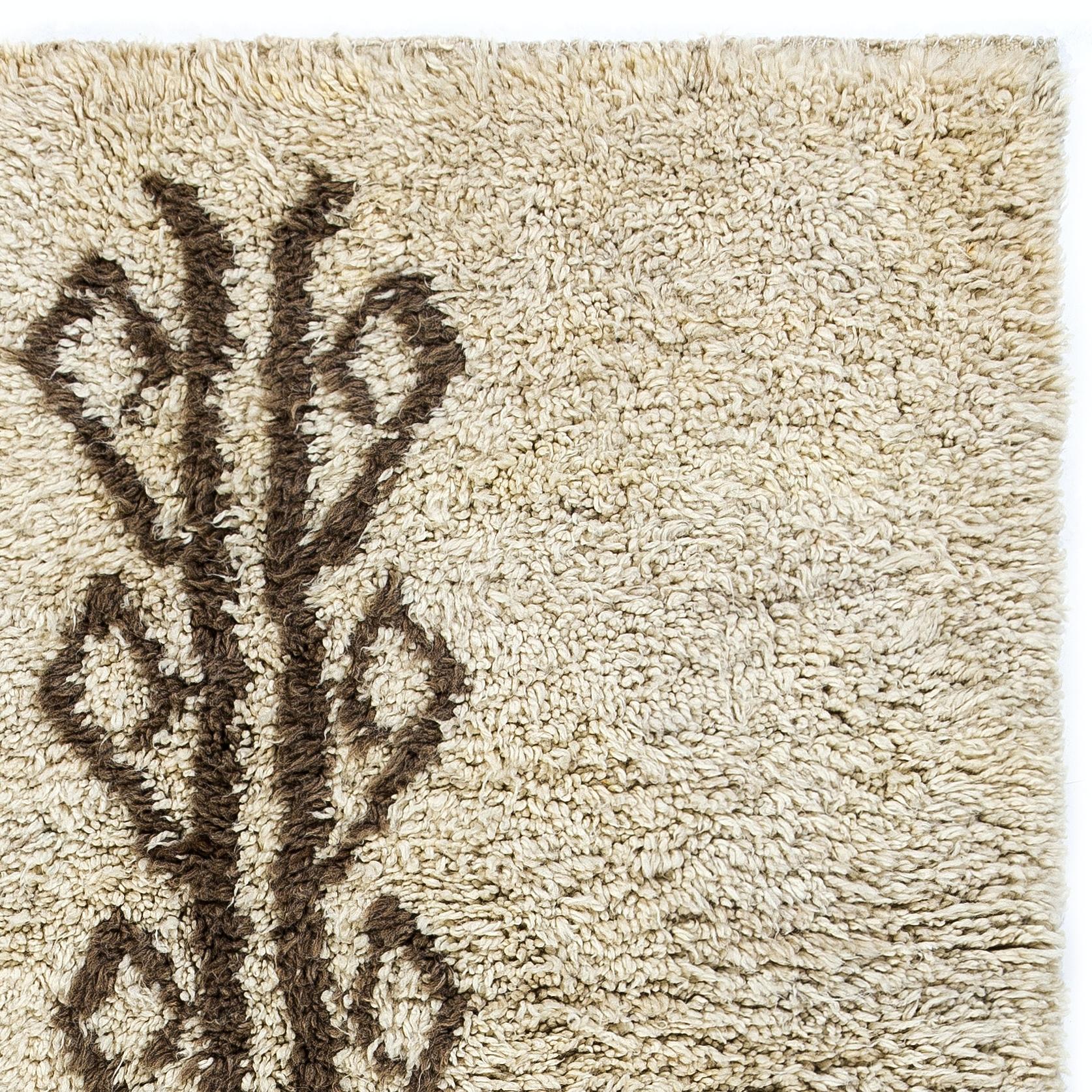 Hand-Knotted Beni Ourain Design Tulu Rug, 100% Natural Wool. Hand-knotted Moroccan Carpet For Sale