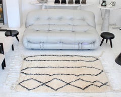 Alfombra marroquí Beni Ourain de lana crema y negra Atlas