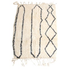 Beni Ourain Moroccan Wool Cream and Black Atlas Mountains Rug