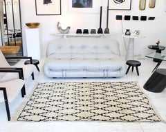 Alfombra marroquí Beni Ourain de lana crema y marrón oscuro Atlas