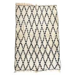 Beni Ourain Moroccan Wool Cream and Dark Brown Atlas Mountains Rug
