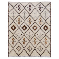 Beni Ourain-Style Ivory with Brown Wool Rug 7'10" × 9'9"