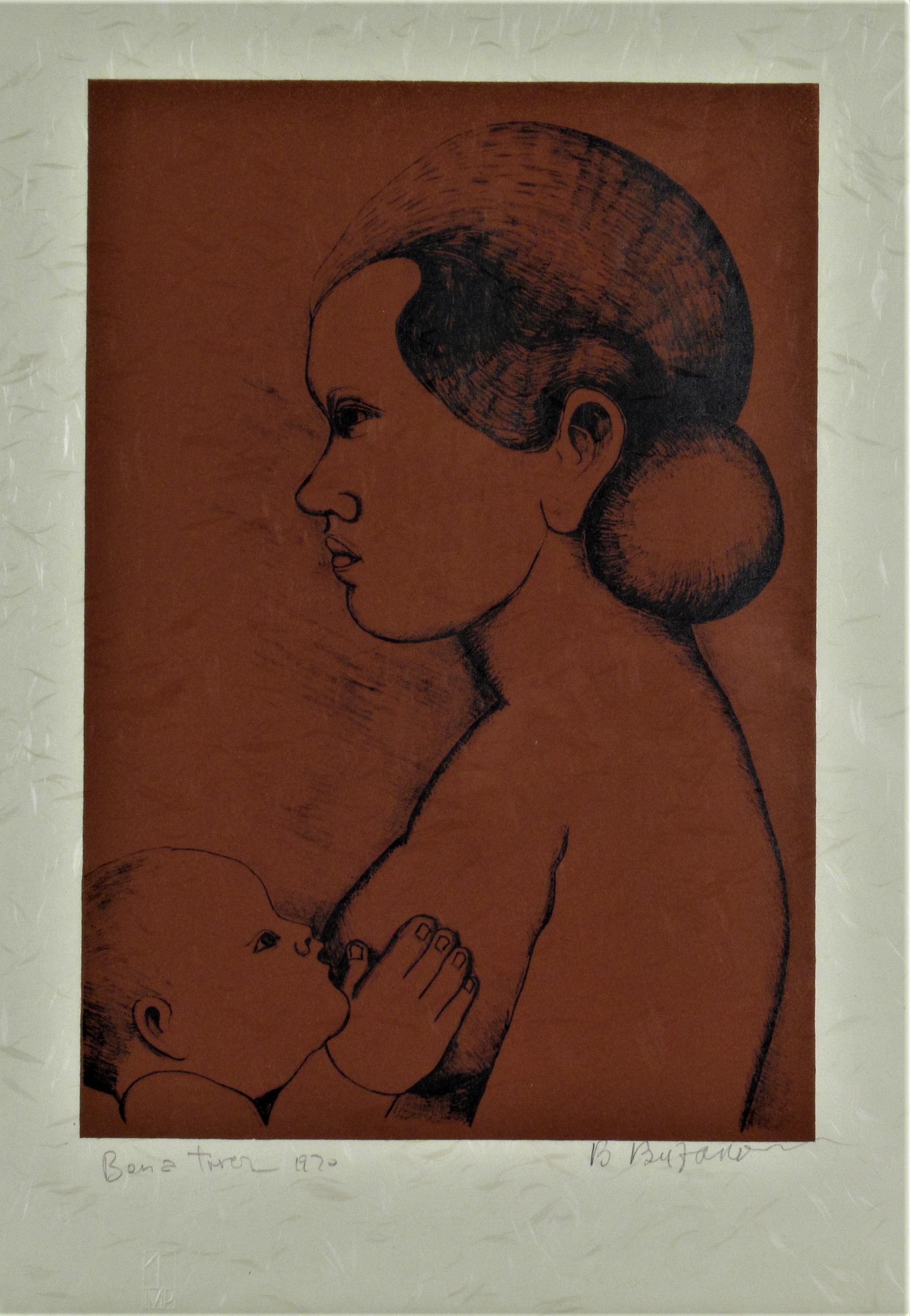 Balinese Mother and Child - Print by Beniamino Bufano
