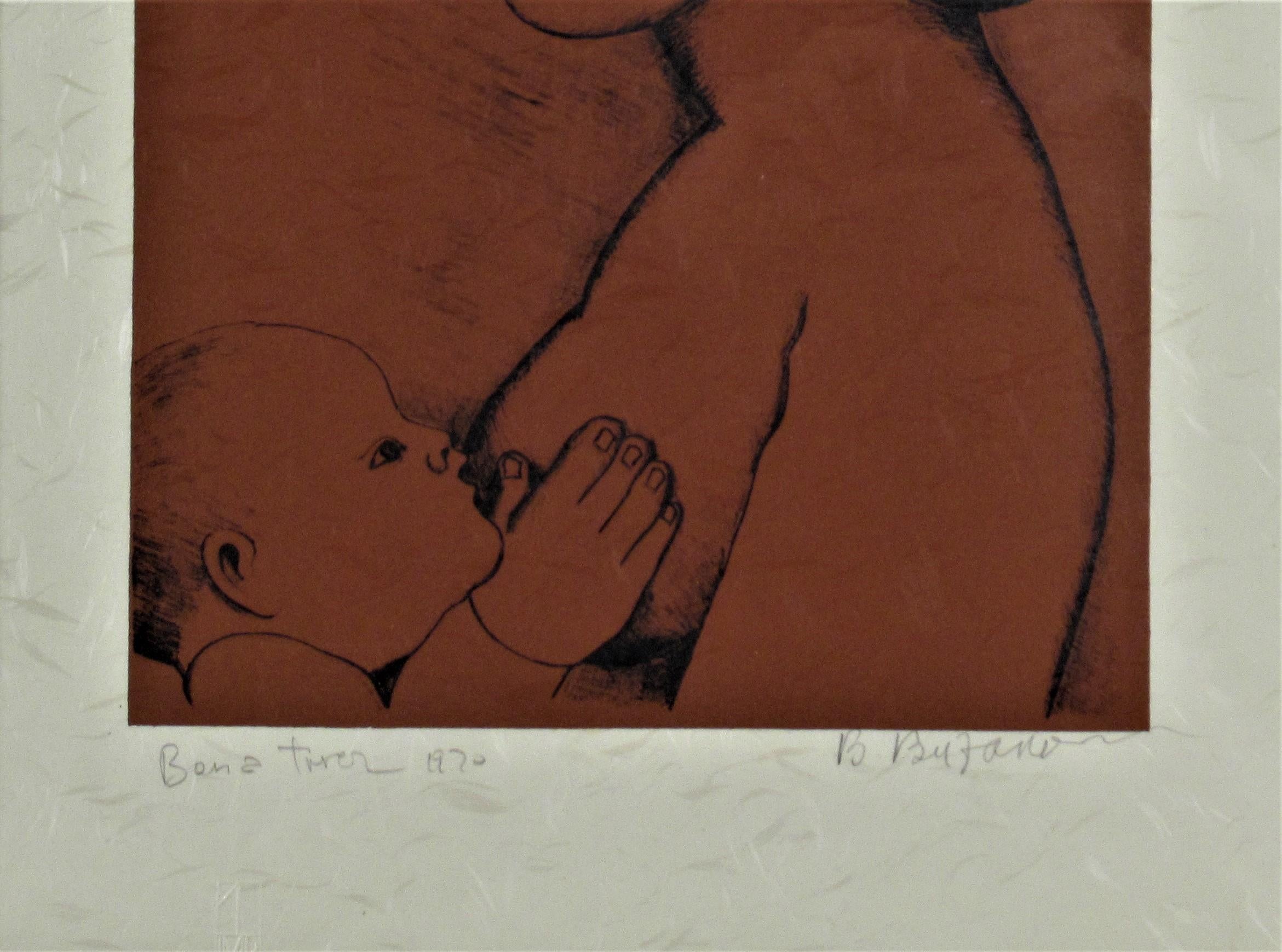 Mère et enfant balinaise - Marron Nude Print par Beniamino Bufano