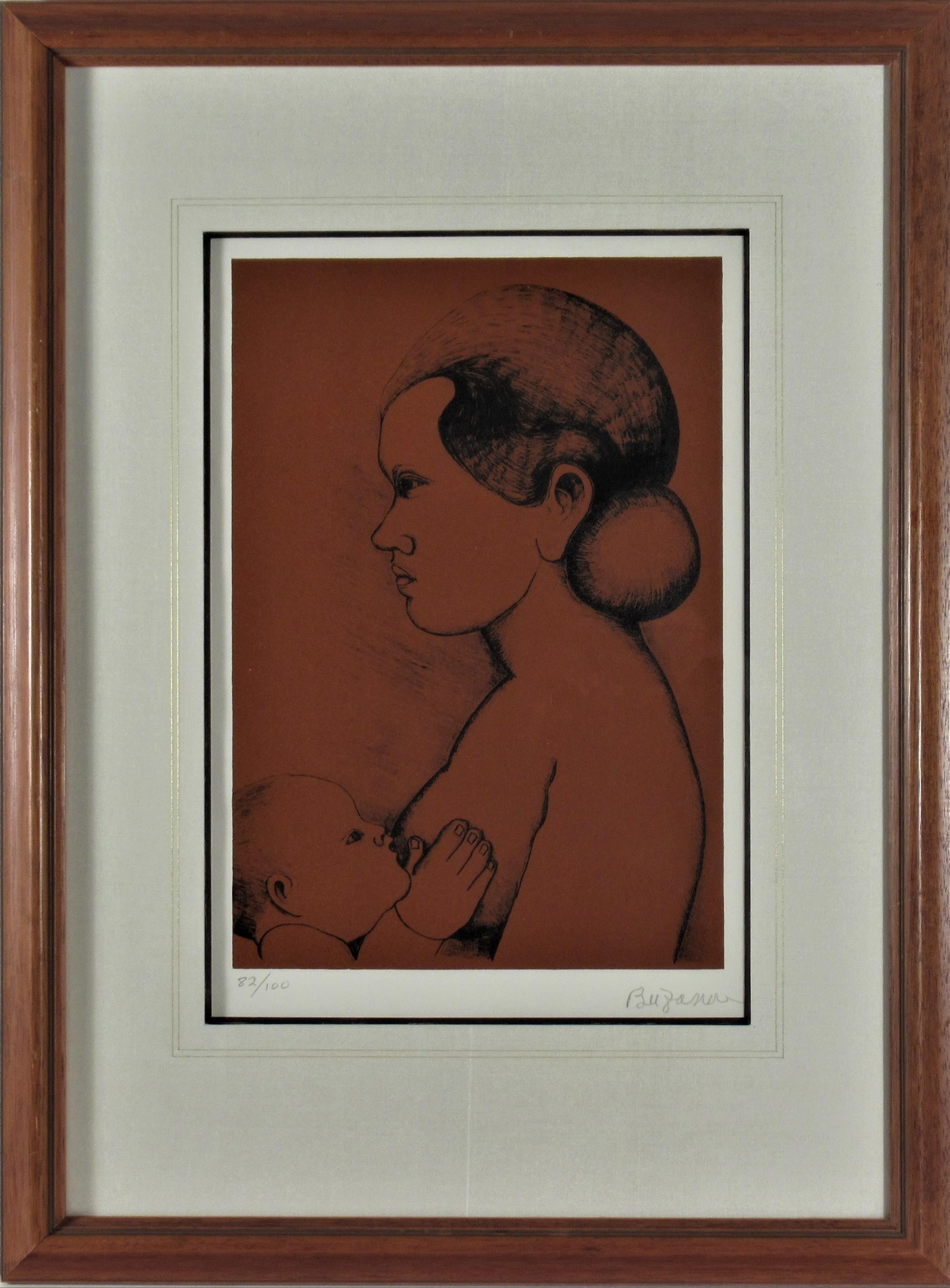 Beniamino Bufano Nude Print - Balinese Mother and Child