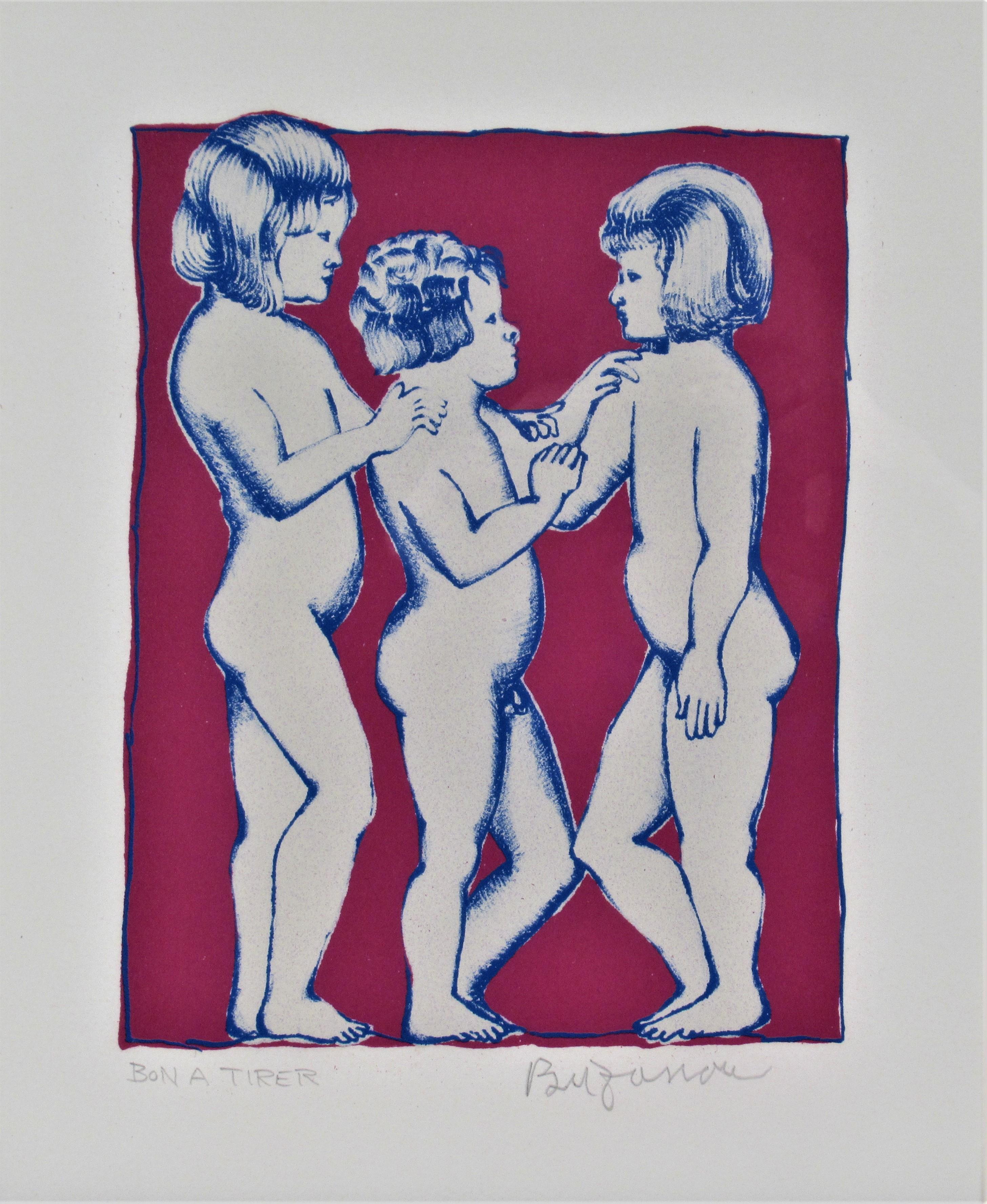 Three Children - Print by Beniamino Bufano