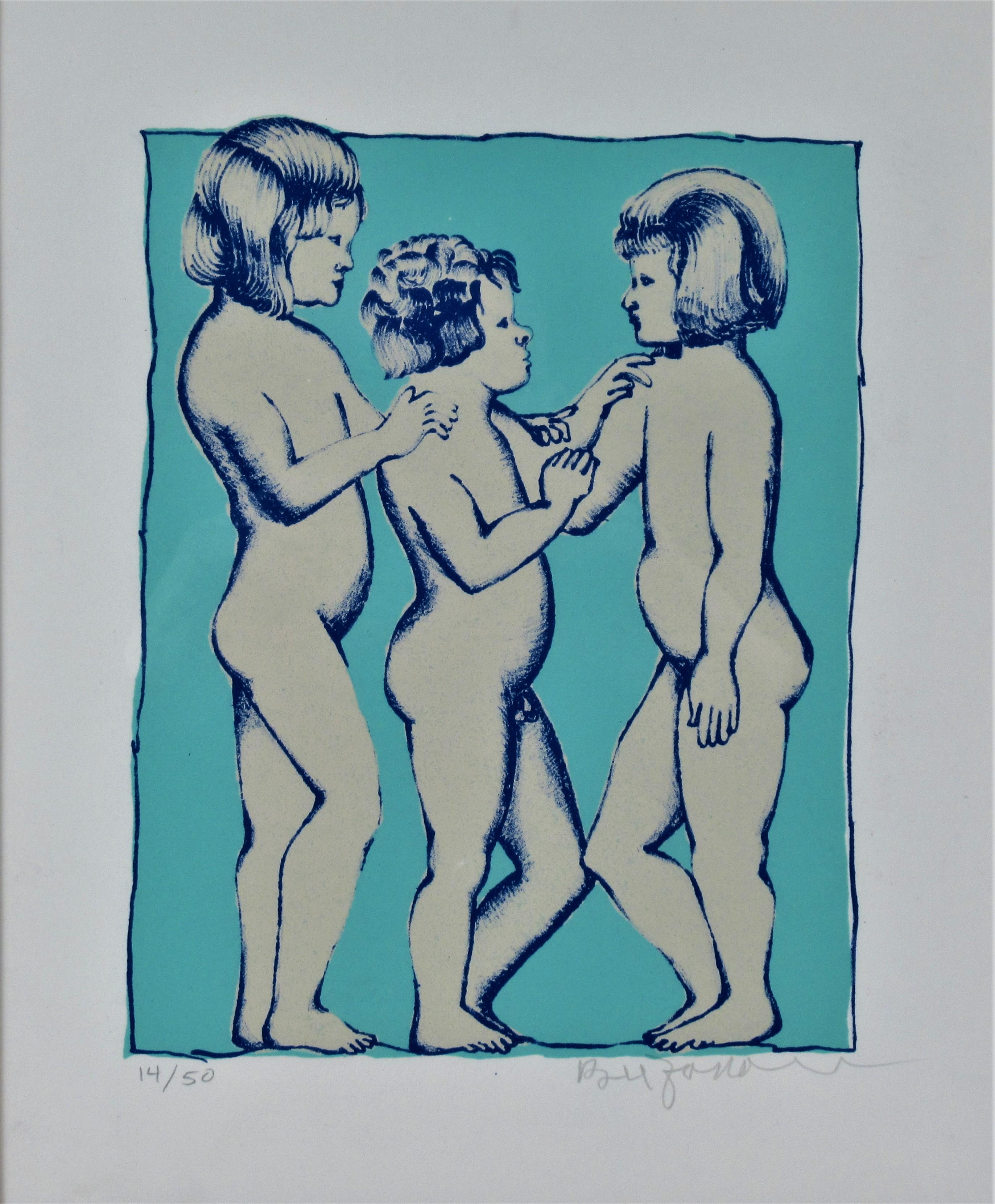 Three Children - Print by Beniamino Bufano