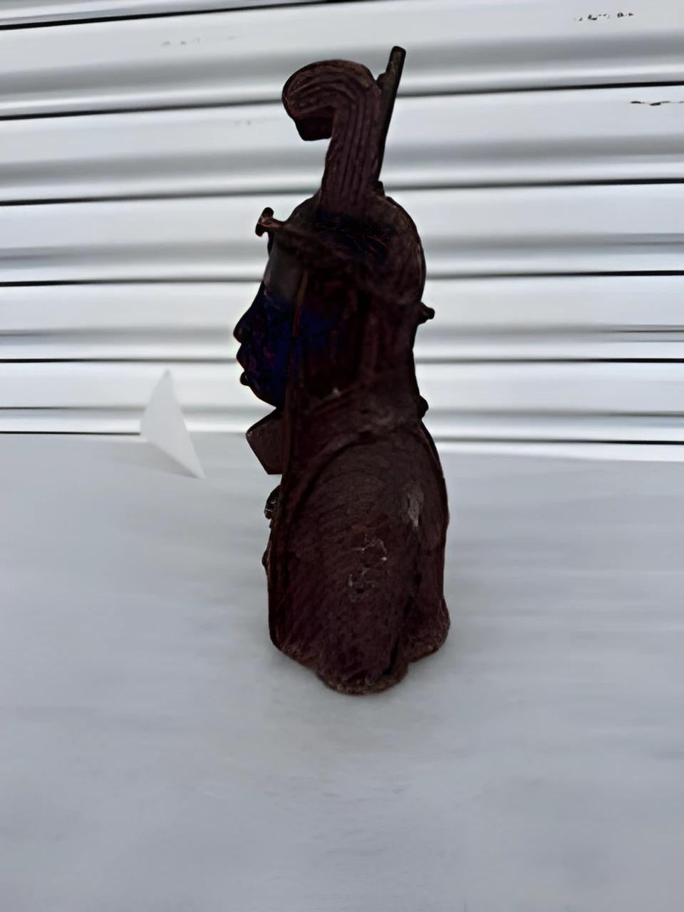 Beninese Benin Bronze Aba Ancestral Head Bust Sculpture