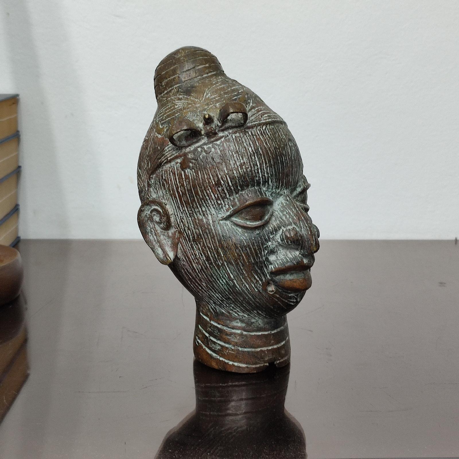 Tribal Benin Bronze Head For Sale