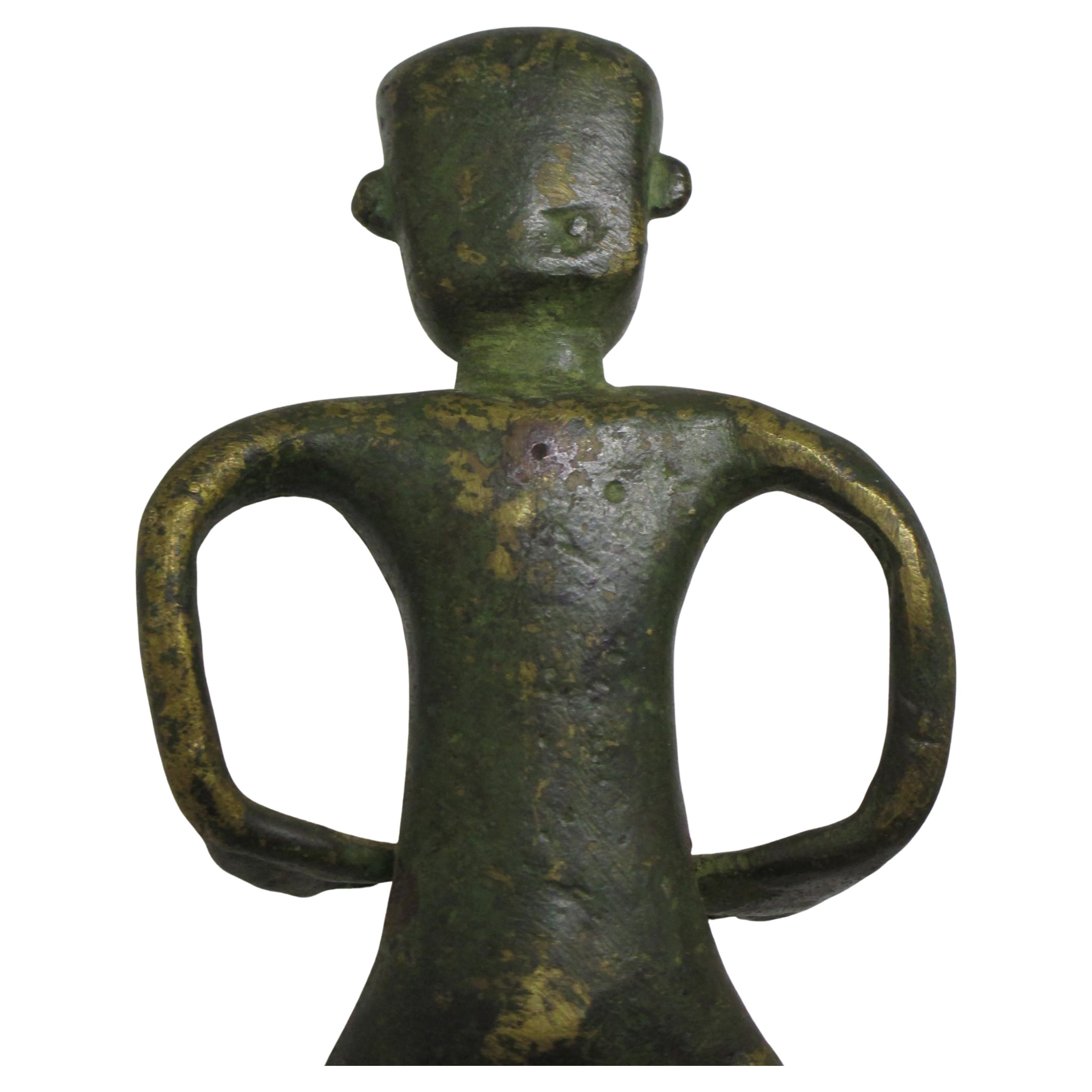 Hand-Crafted West Africa Benin Bronze Male Figure on Stand
