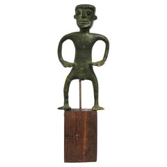 West Africa Benin Bronze Male Figure on Stand