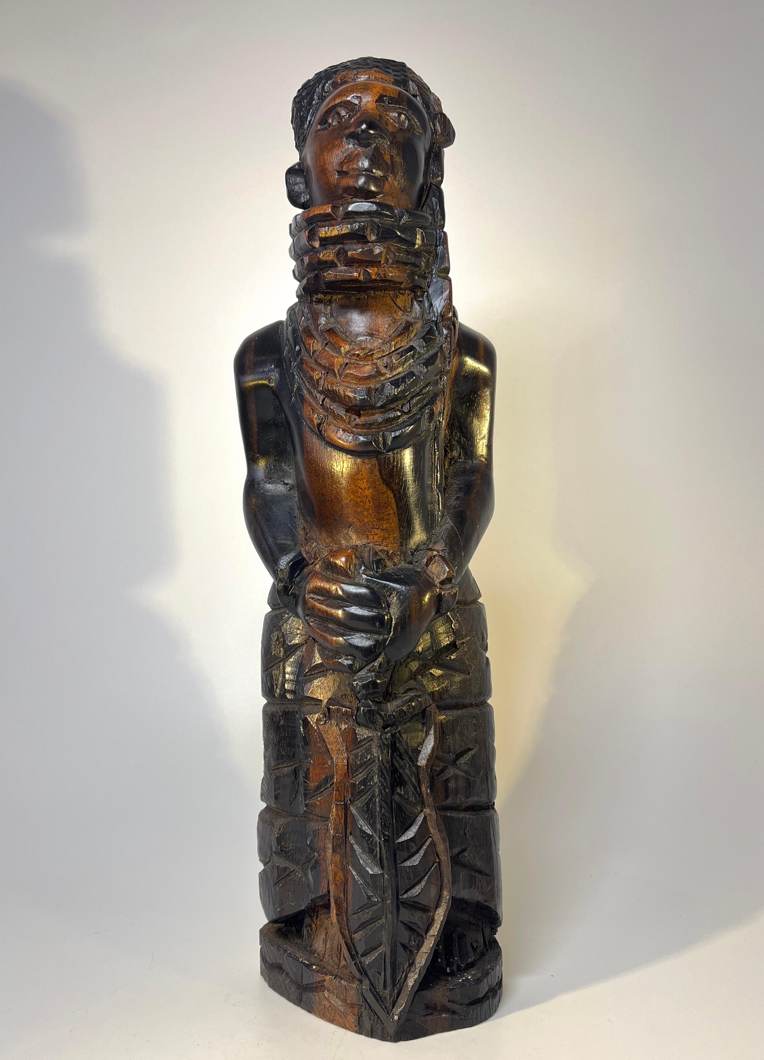 Benin Kingdom Ebony Carving of a Young King Oba, Nigerian For Sale 4