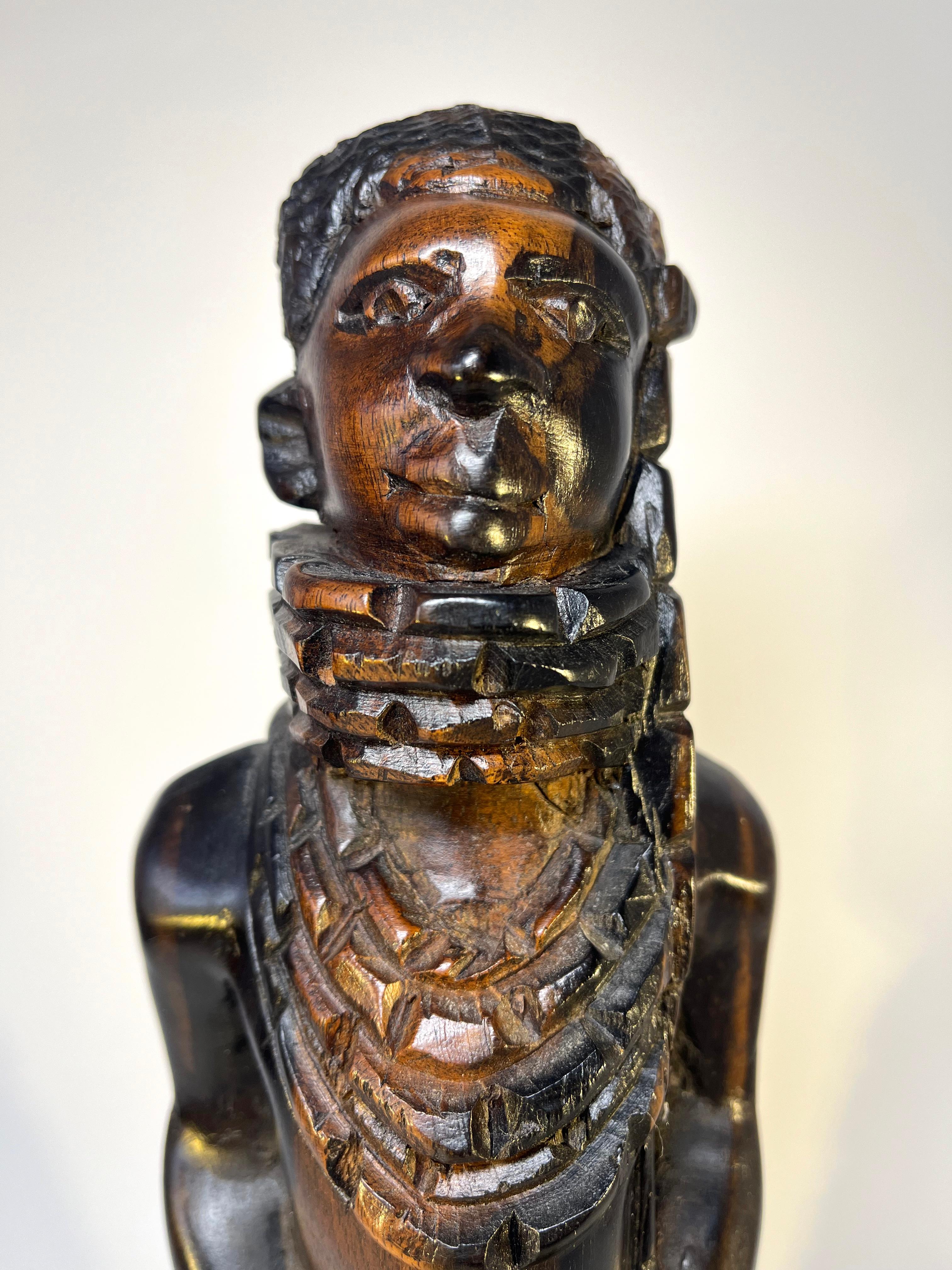 Hand-Carved Benin Kingdom Ebony Carving of a Young King Oba, Nigerian For Sale