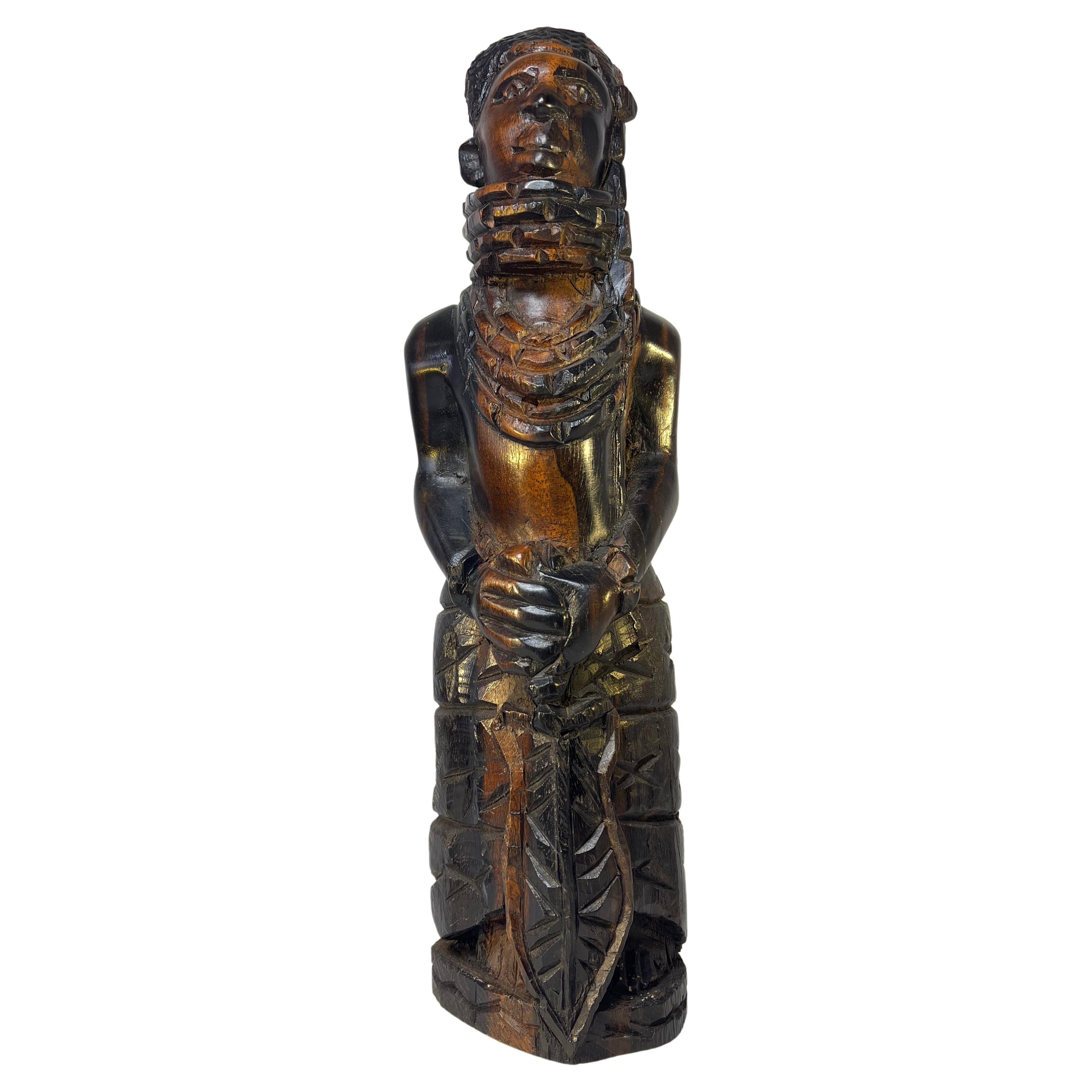 Benin Kingdom Ebony Carving of a Young King Oba, Nigerian For Sale