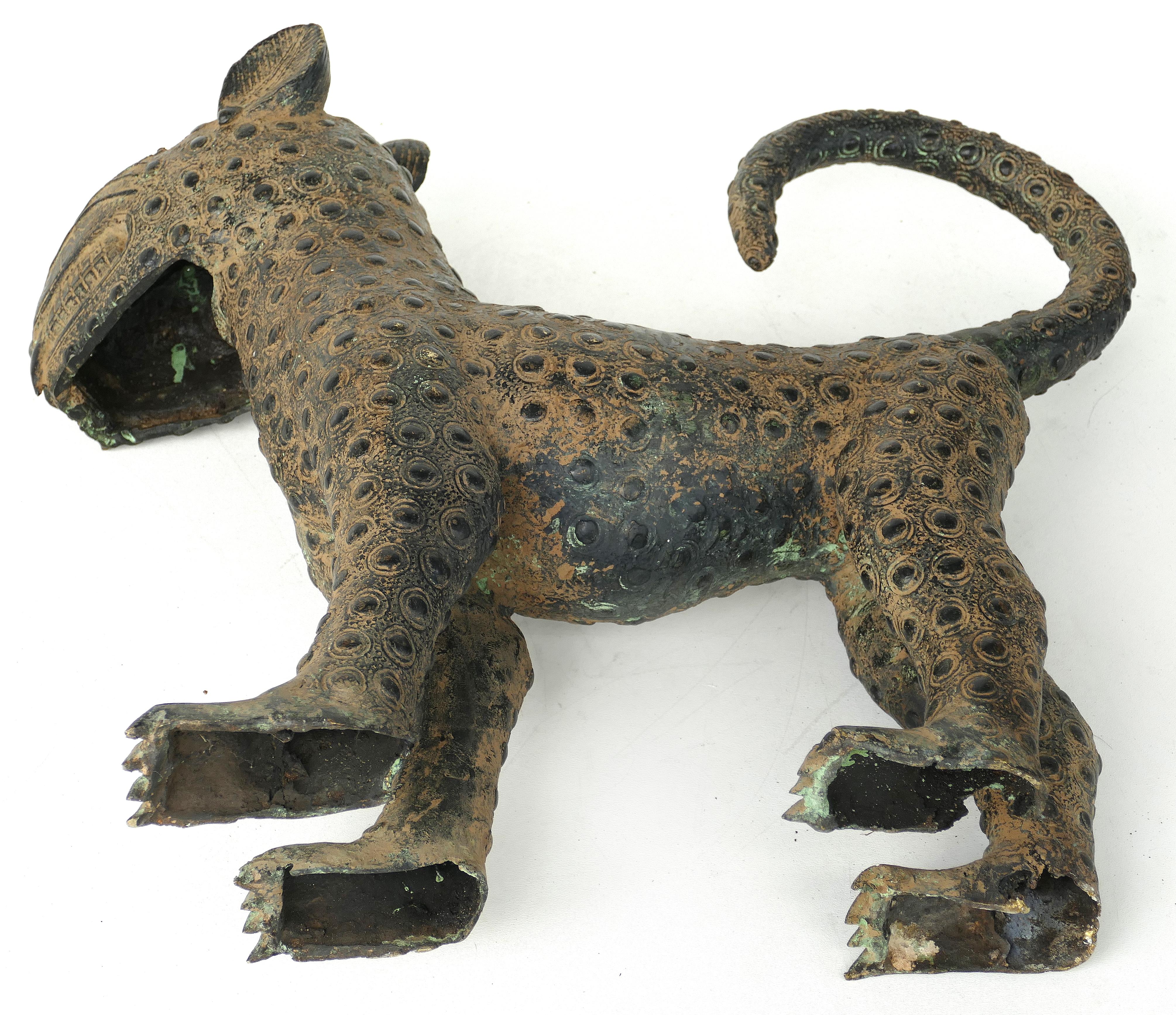 Benin 'Nigeria' Bronze Sculptures of Leopard Cubs, Modern Replicas 3