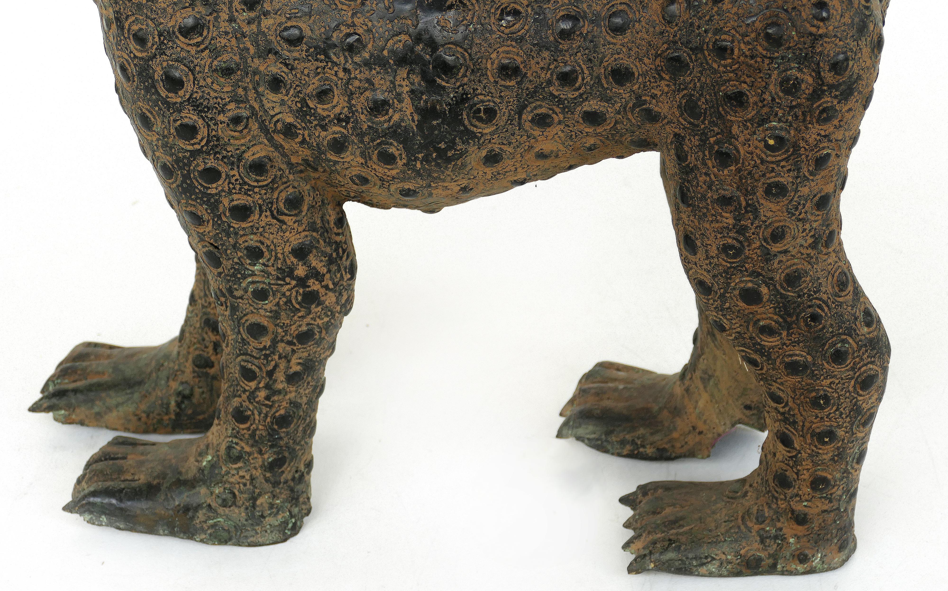 Cast Benin 'Nigeria' Bronze Sculptures of Leopard Cubs, Modern Replicas