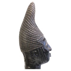 Antique Benin Style Bronze Head of a Mother Queen, Nigeria, 20th Century