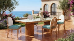 Table de salle à manger d'extérieur Benirrás - Table élégante avec plateau en céramique, base nervurée en Wood