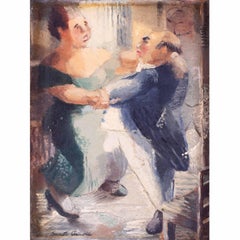 Americana, conjunto de 9 pequeños óleos de Benita Arnold-Keyser, Siglo XX