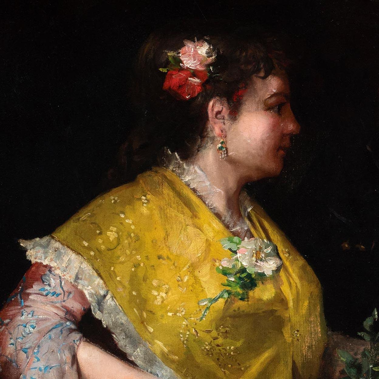 Benito Belli Ohne Titel, Öl auf Leinwand, Gemälde eines spanischen Paares, spätes 19. Jahrhundert (Spanisch) im Angebot