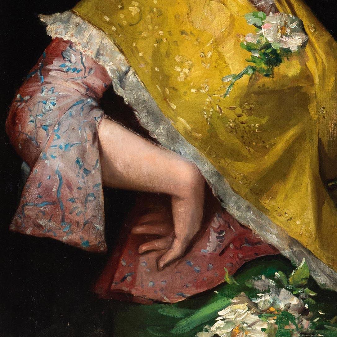 Benito Belli Ohne Titel, Öl auf Leinwand, Gemälde eines spanischen Paares, spätes 19. Jahrhundert im Angebot 1