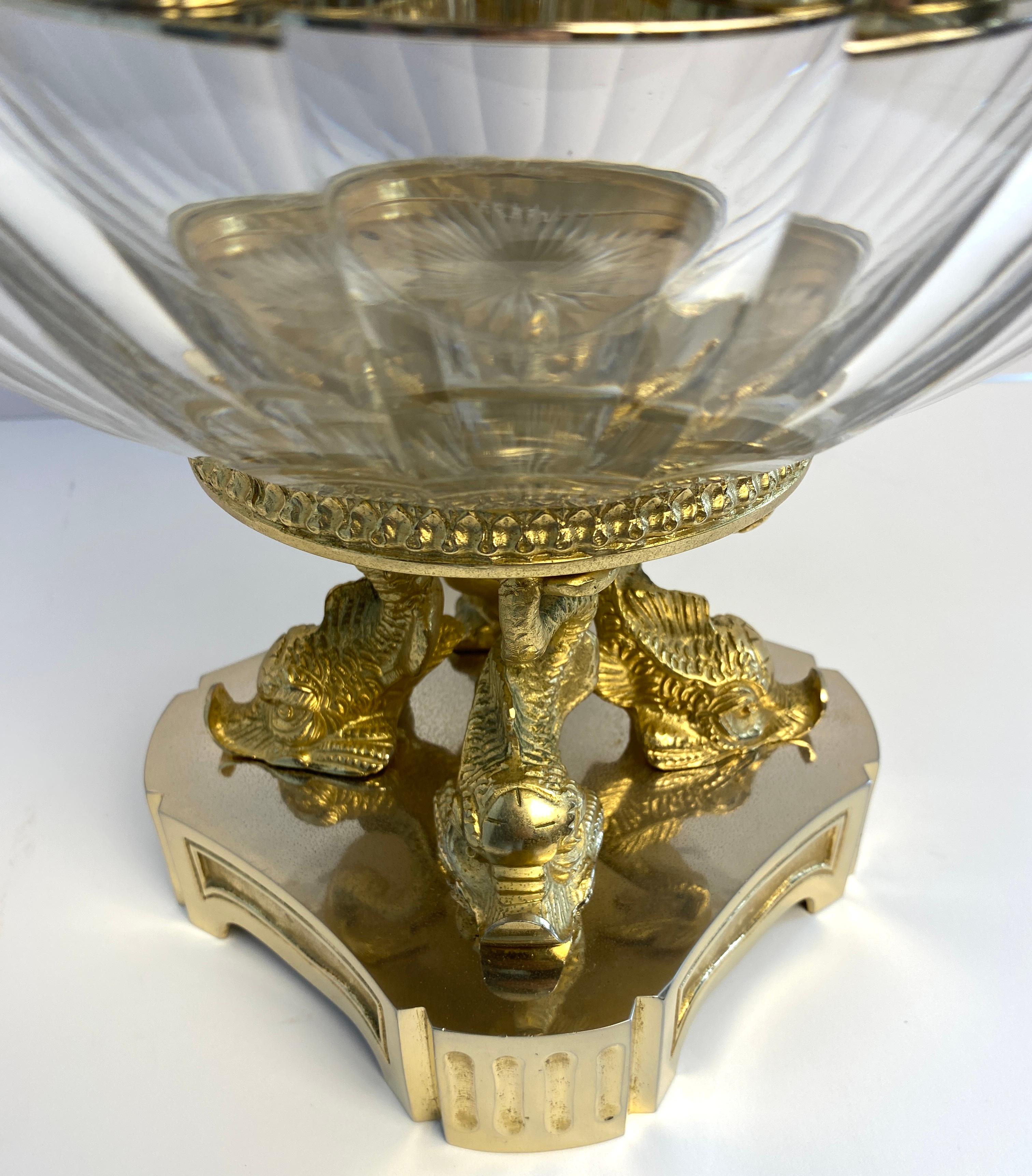 Belle Époque Benito Crystal Caviar & Vodka Server, Martin Benito Crystal & Ormolu Centerpiece For Sale