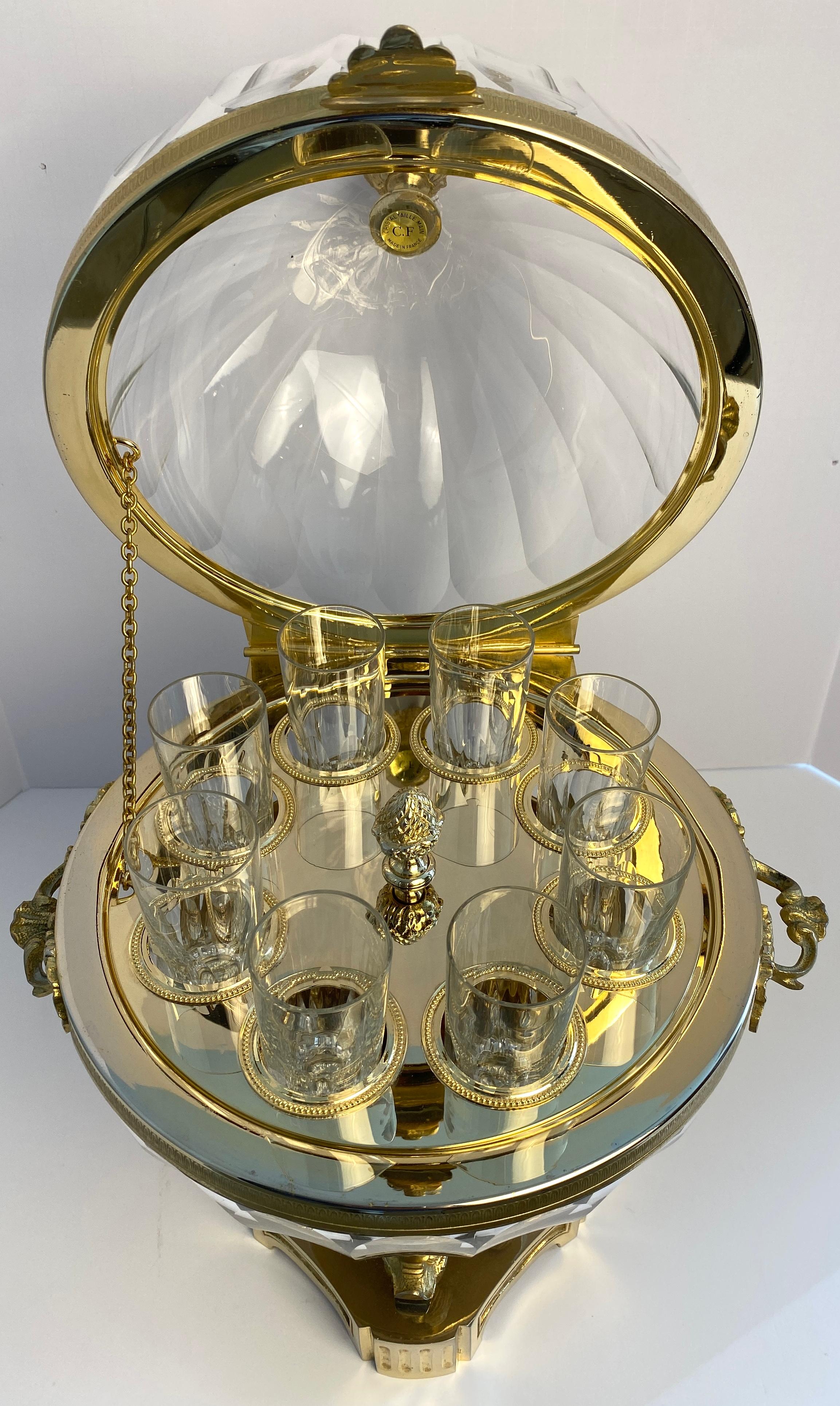 Benito Crystal Caviar & Vodka Server, Martin Benito Crystal & Ormolu Centerpiece In Good Condition For Sale In Miami, FL